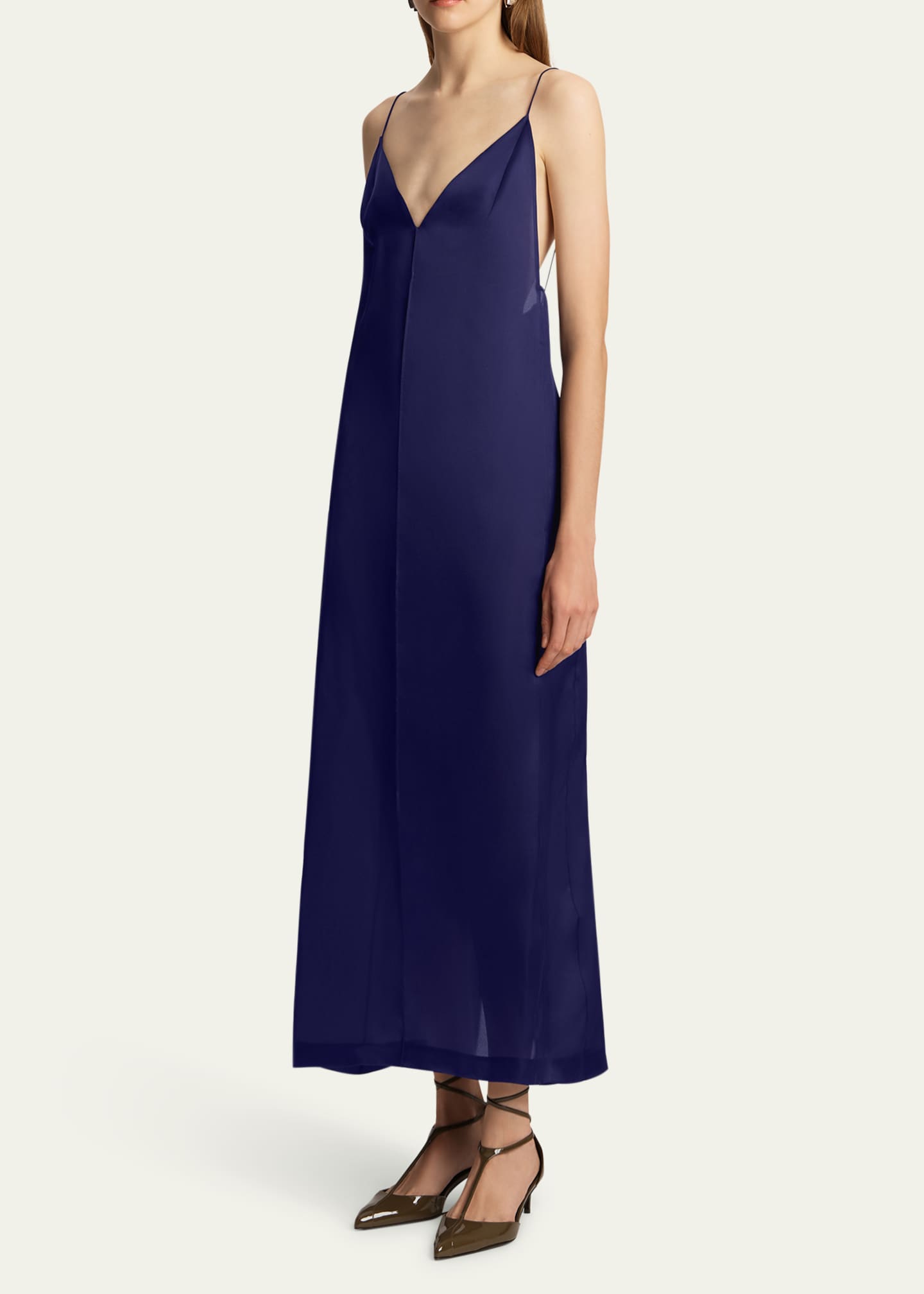 Khaite Tulula V-Neck Silk Slipdress Image 4 of 5