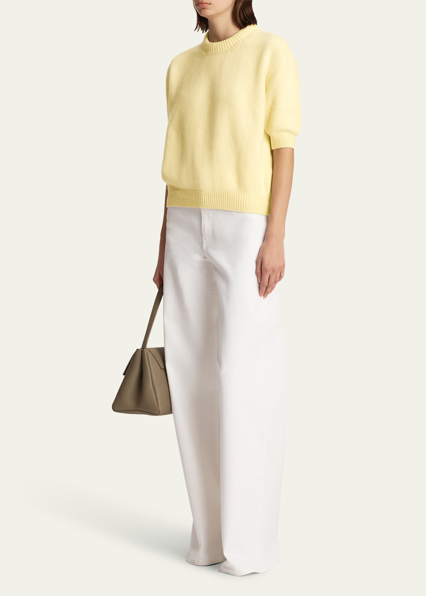 Khaite Davin Short-Sleeve Cashmere Sweater Image 2 of 5