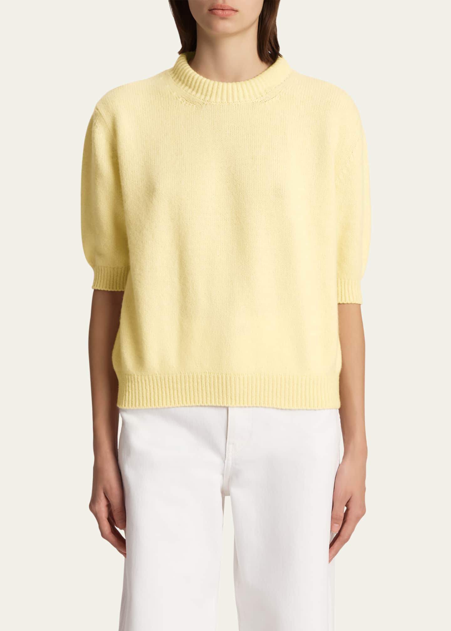 Khaite Davin Short-Sleeve Cashmere Sweater Image 4 of 5