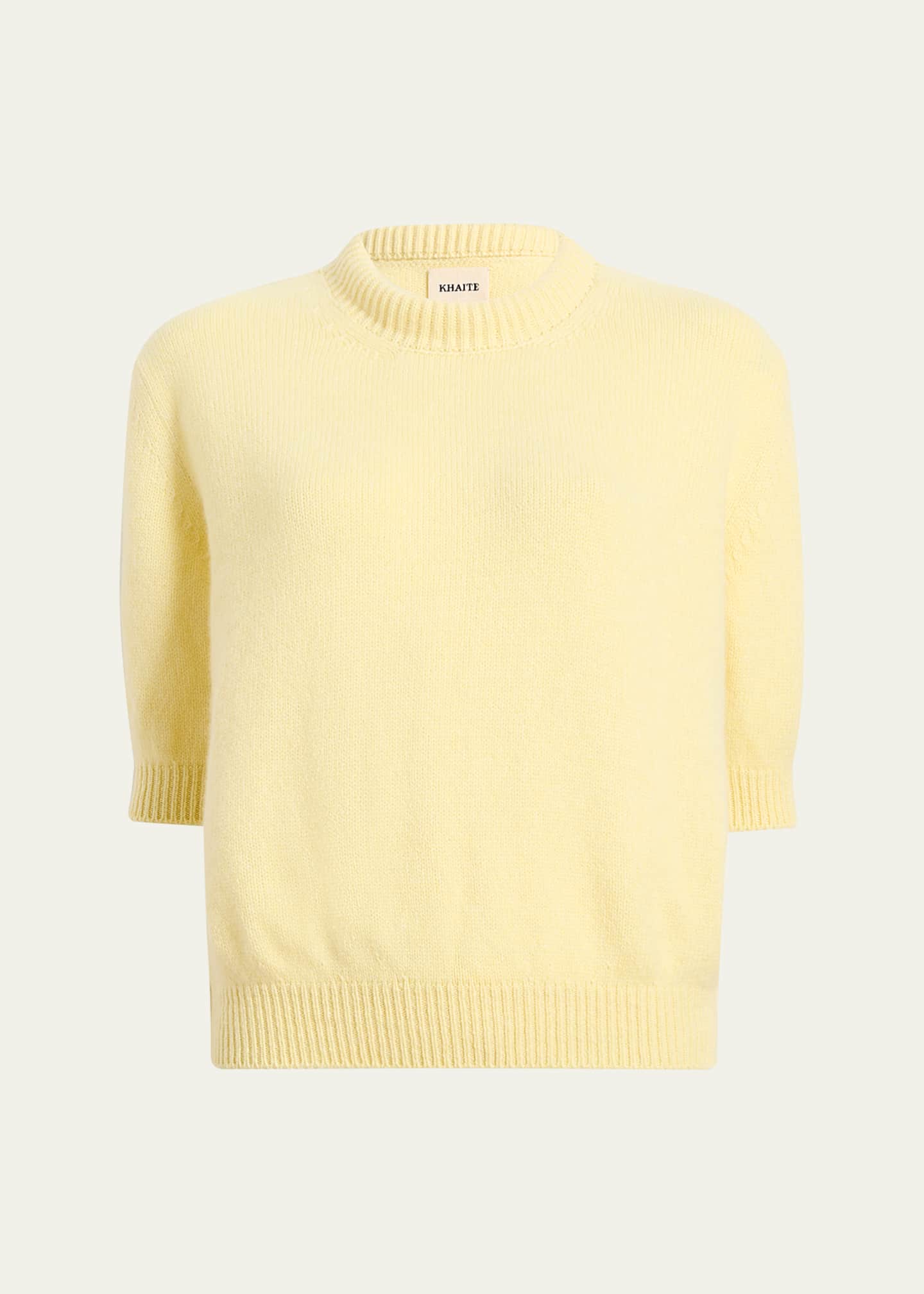 Khaite Davin Short-Sleeve Cashmere Sweater Image 1 of 5
