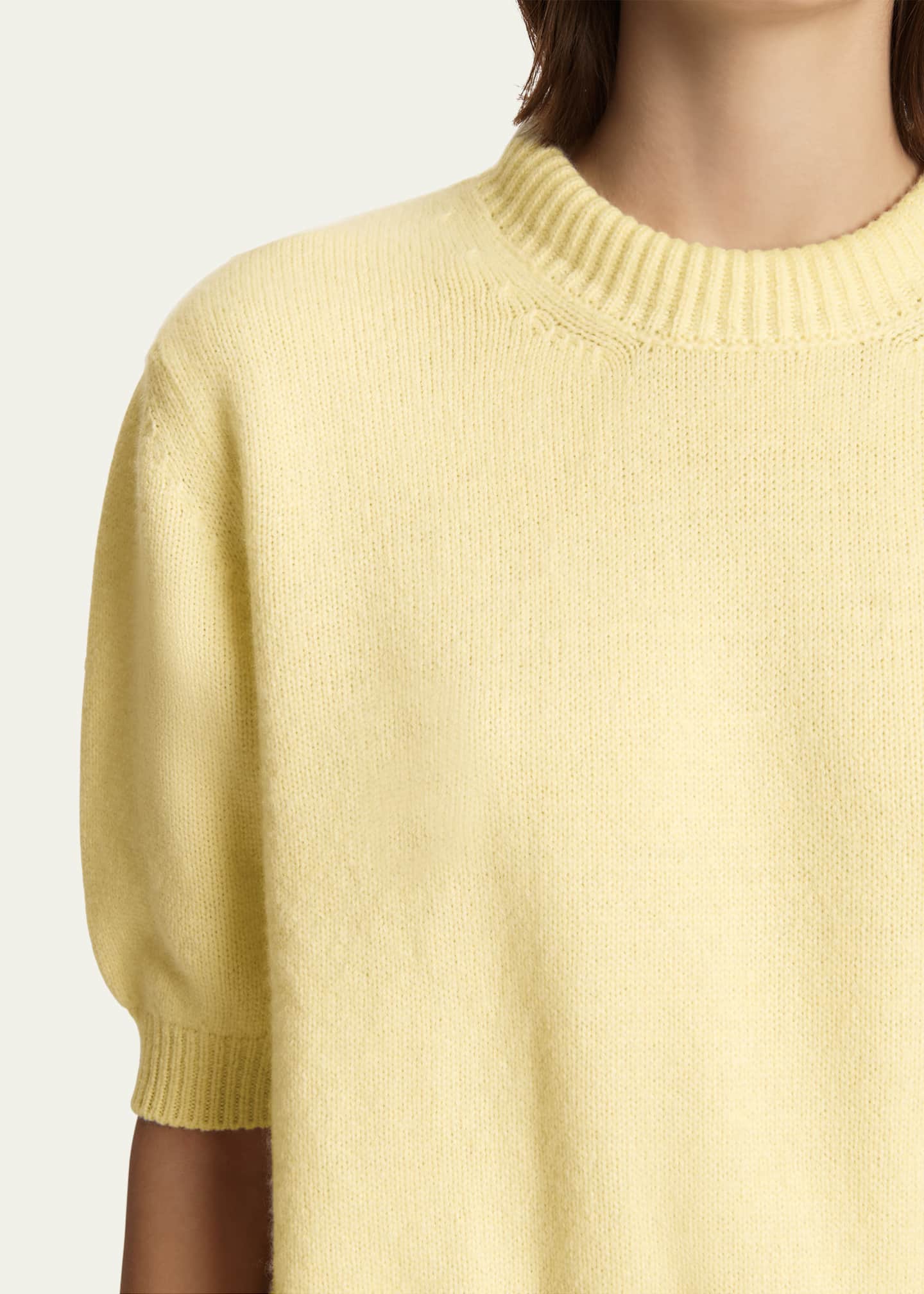 Khaite Davin Short-Sleeve Cashmere Sweater Image 5 of 5