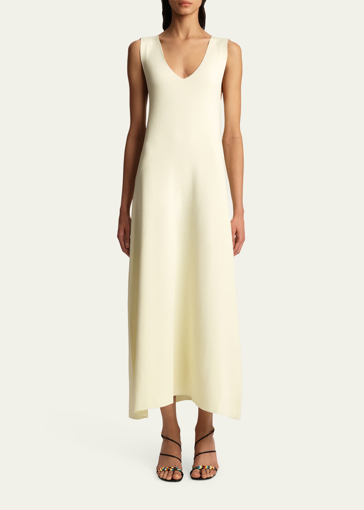 Khaite Keran Long V-Neck Dress Image 2 of 5