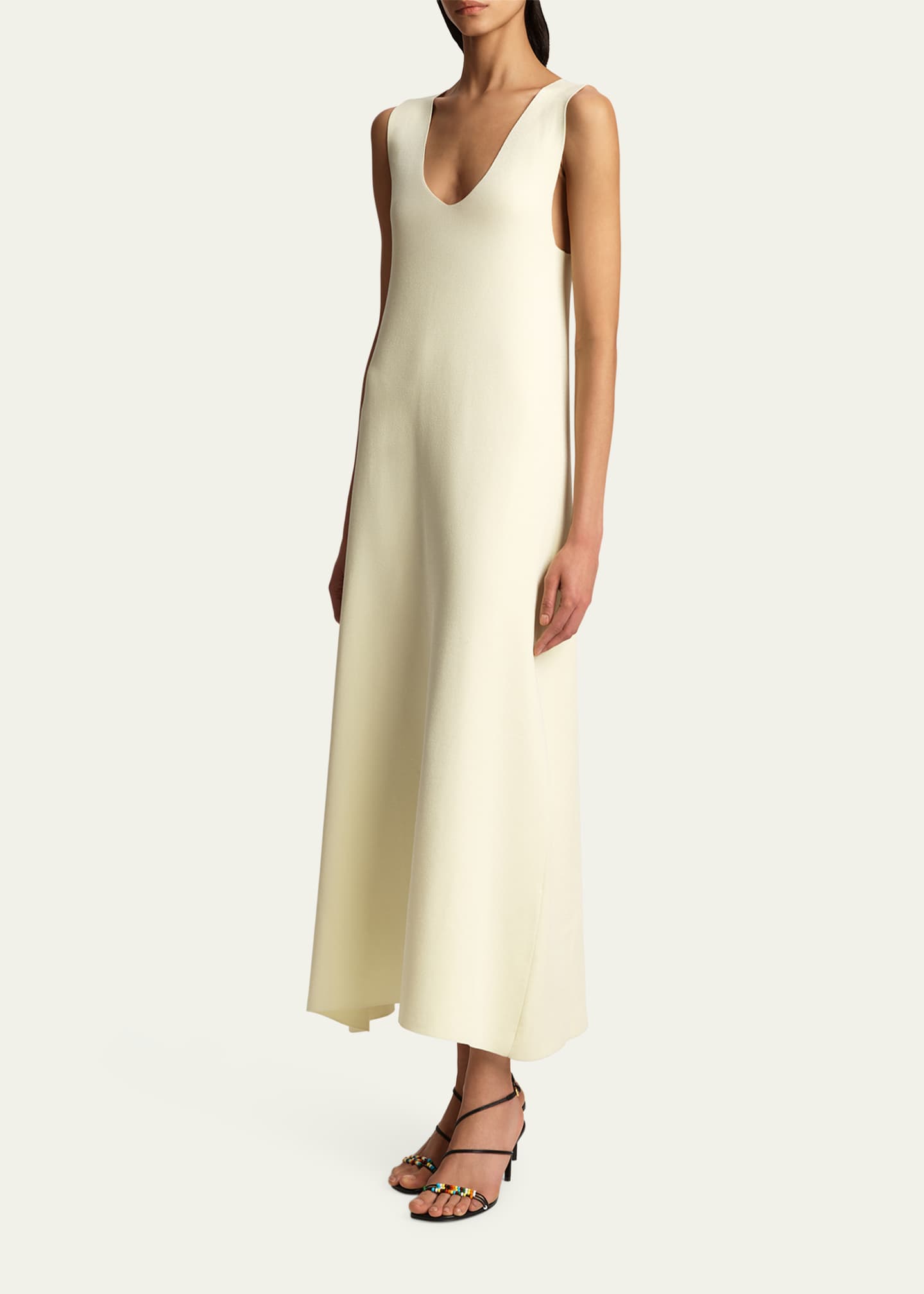 Khaite Keran Long V-Neck Dress Image 4 of 5