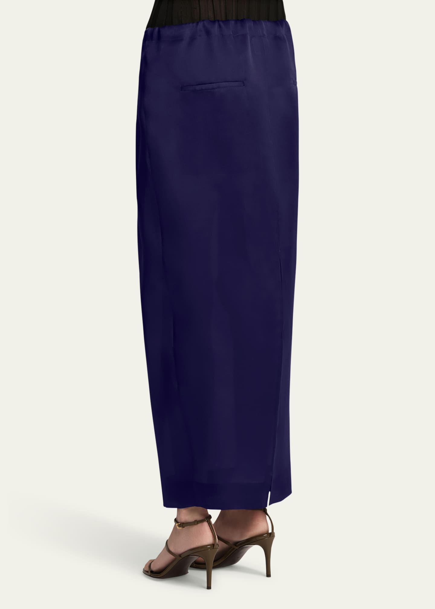 Khaite Chenton Long Drawcord Silk Skirt Image 3 of 5