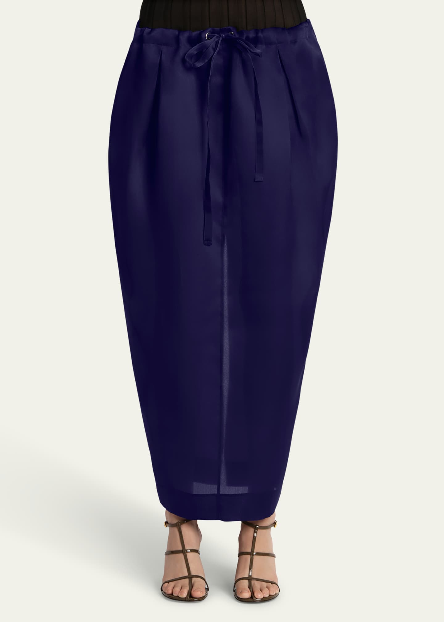 Khaite Chenton Long Drawcord Silk Skirt Image 4 of 5