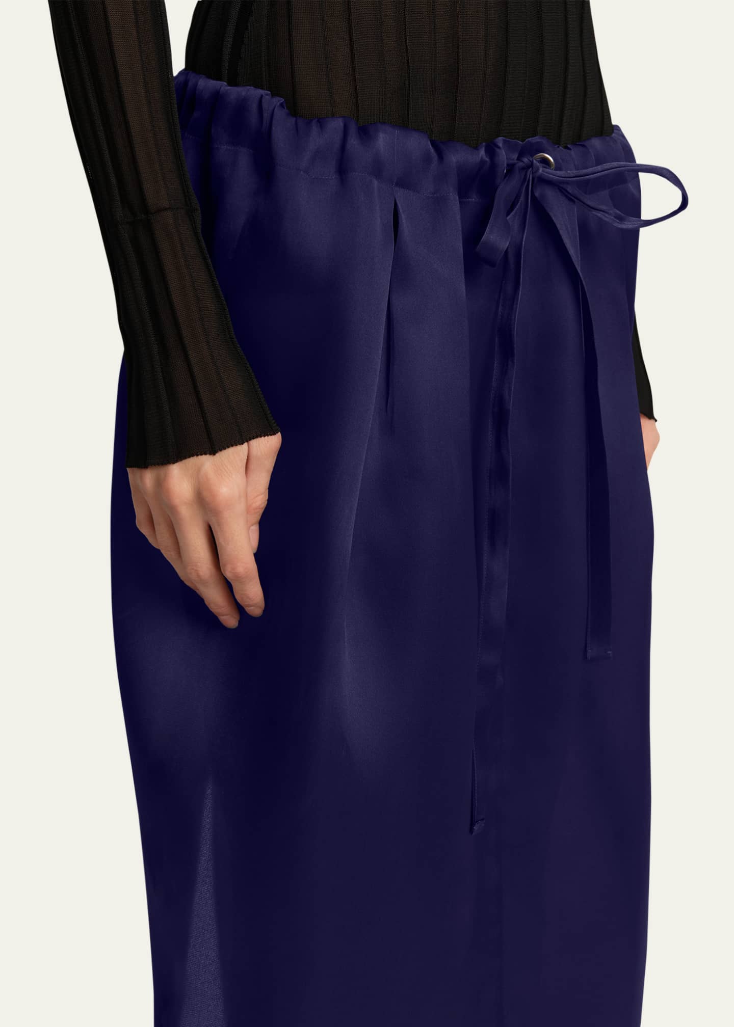 Khaite Chenton Long Drawcord Silk Skirt Image 5 of 5