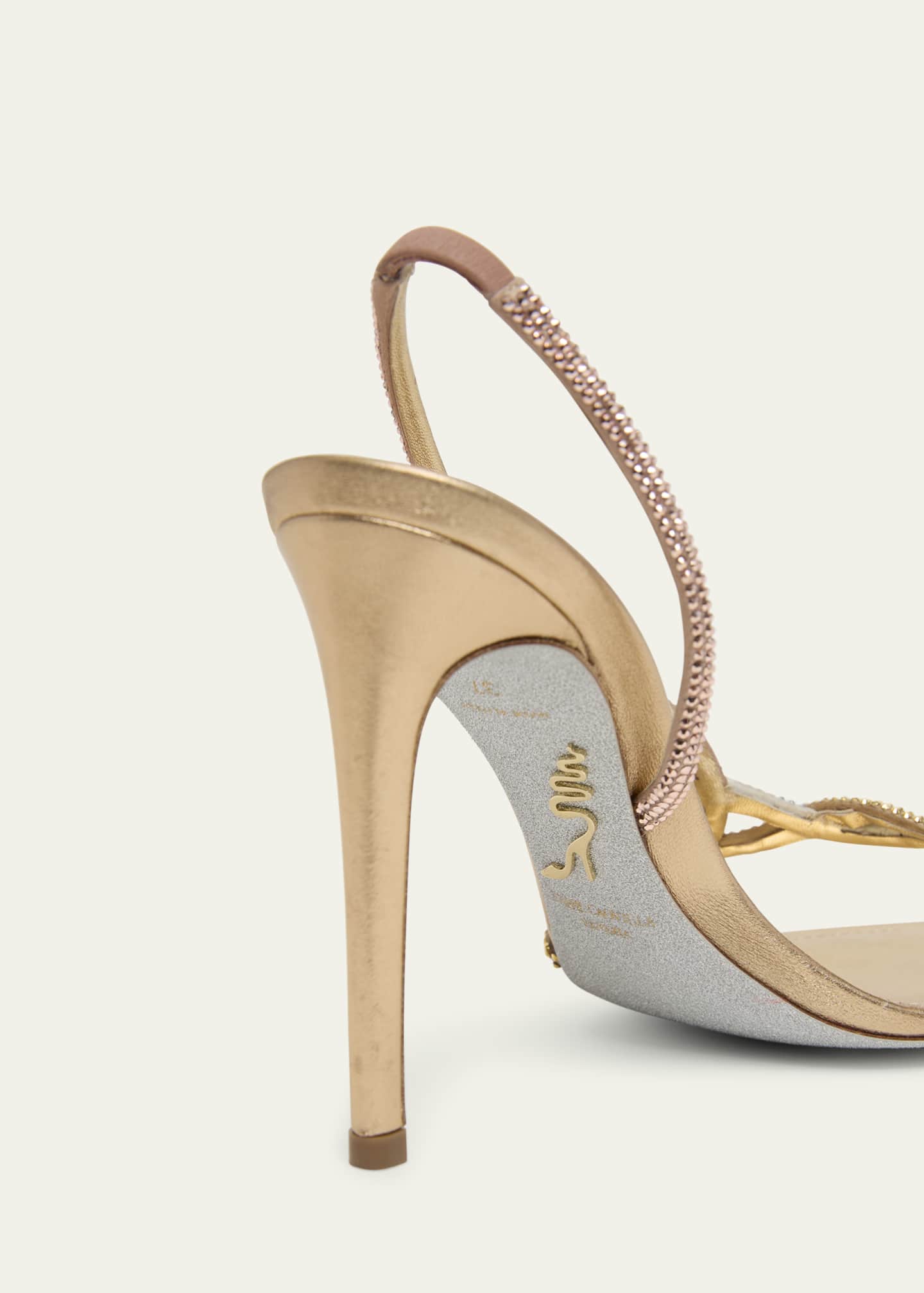 パーティーシューズ REN CAOVILLA BRAID SANDALS IN SATIN WITH RHINESTONES Rene Caovilla Three-Tone Crystal Satin Braid Halter Sandals