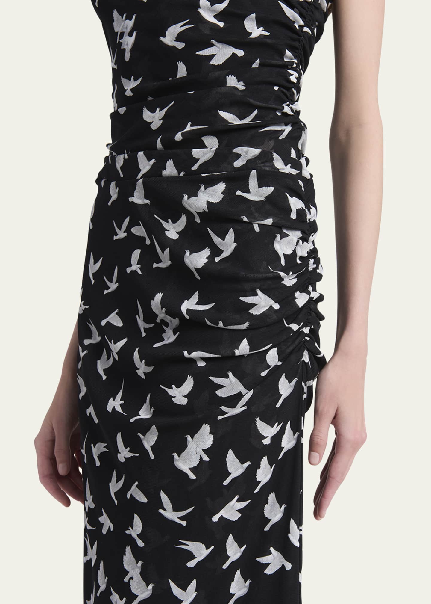 Stella McCartney Mesh Flying Bird Haze Ruched Midi Skirt Image 5 of 5
