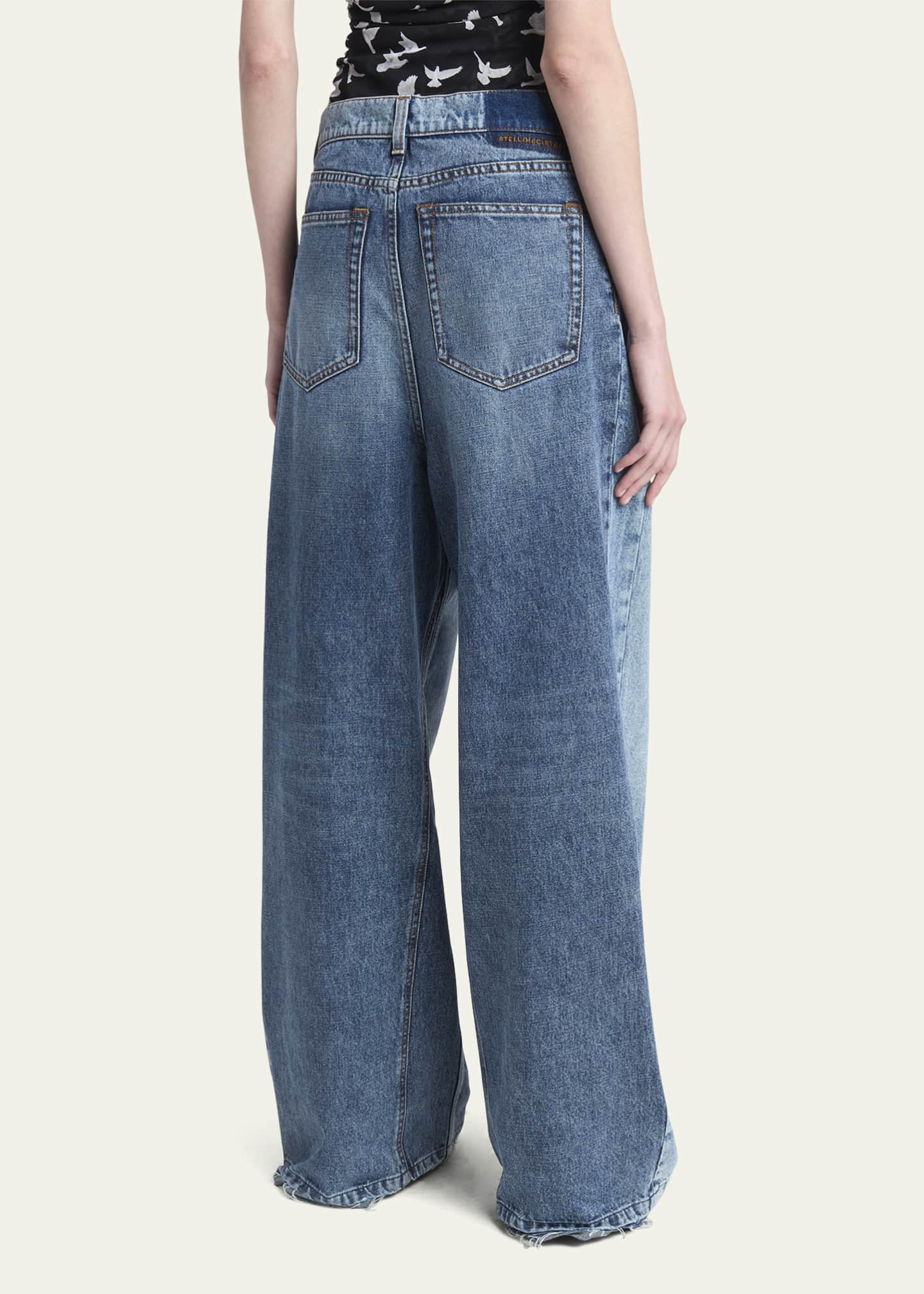 Stella McCartney Two Tonal Paneled Wide Leg Jeans Image 3 of 5