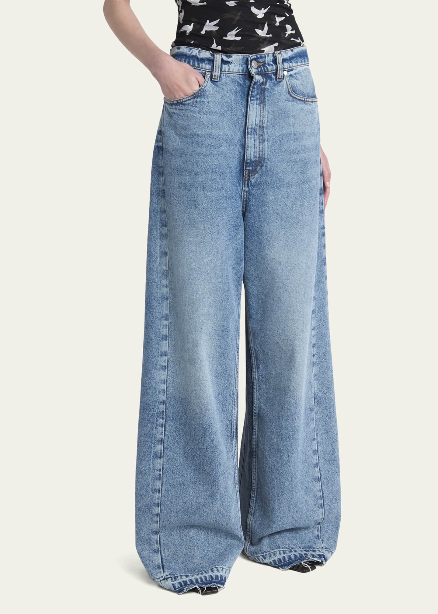 Stella McCartney Two Tonal Paneled Wide Leg Jeans Image 4 of 5