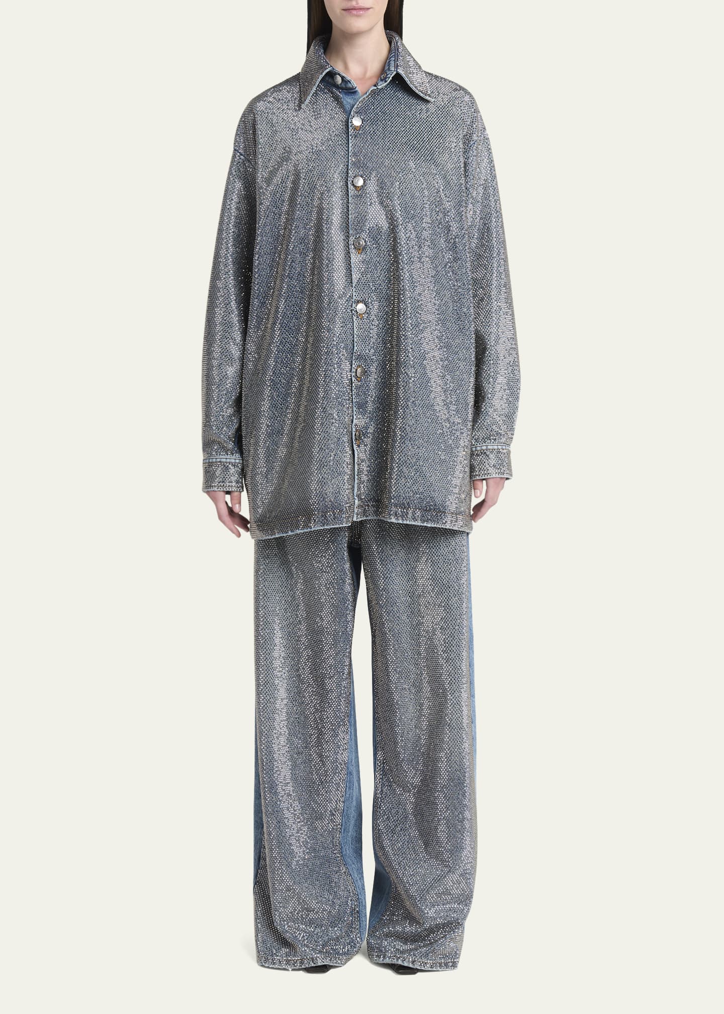 Stella McCartney Crystal Hotfix Denim Overshirt Image 2 of 5