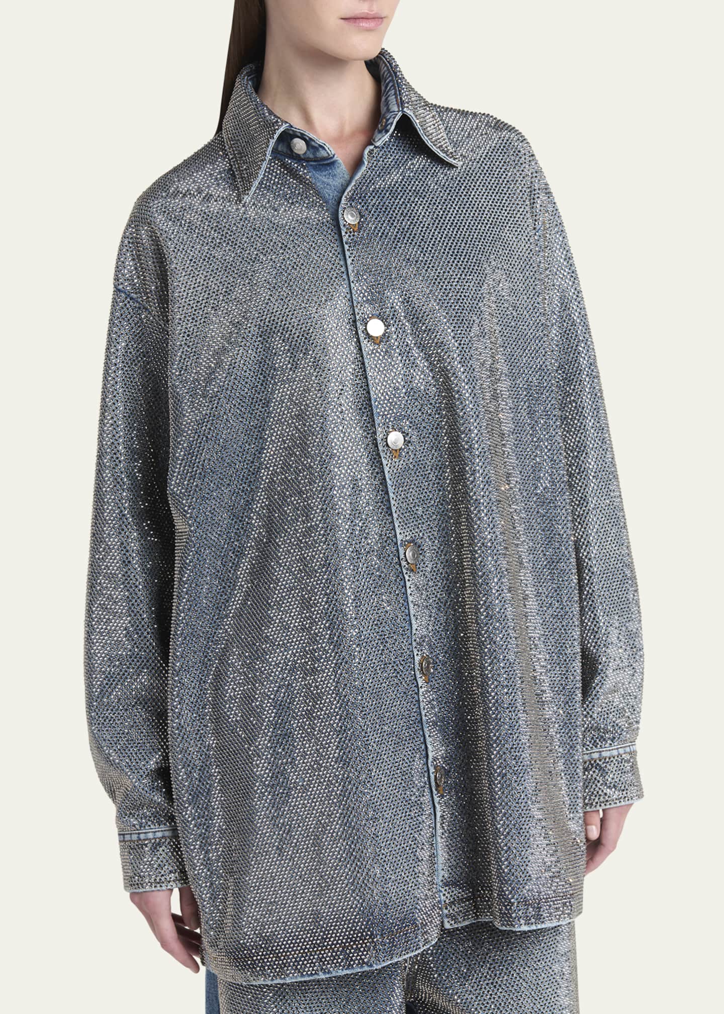 Stella McCartney Crystal Hotfix Denim Overshirt Image 4 of 5