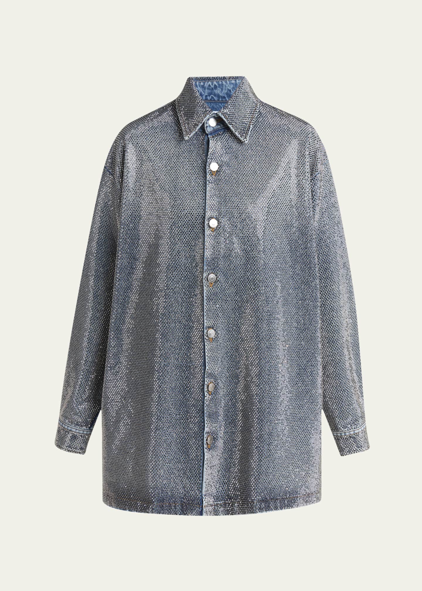 Stella McCartney Crystal Hotfix Denim Overshirt Image 1 of 5