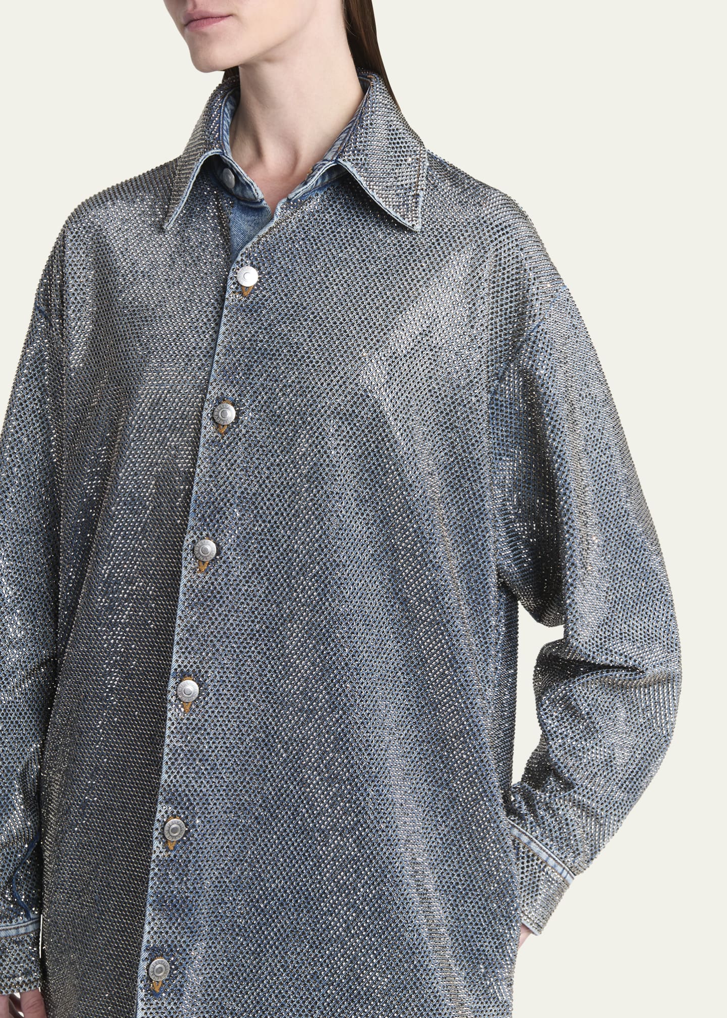 Stella McCartney Crystal Hotfix Denim Overshirt Image 5 of 5