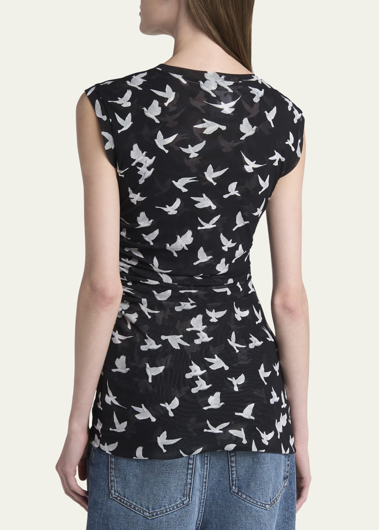 Stella McCartney Mesh Flying Bird Haze Ruched Top - Bergdorf