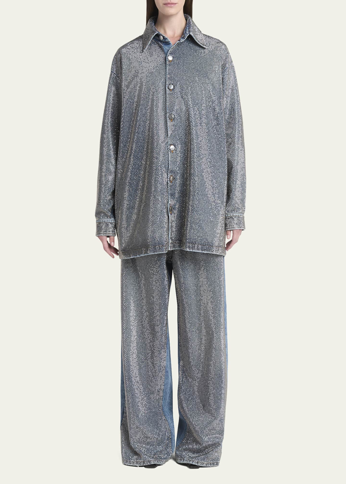 Stella McCartney Crystal Hotfix Wide Leg Jeans Image 2 of 5