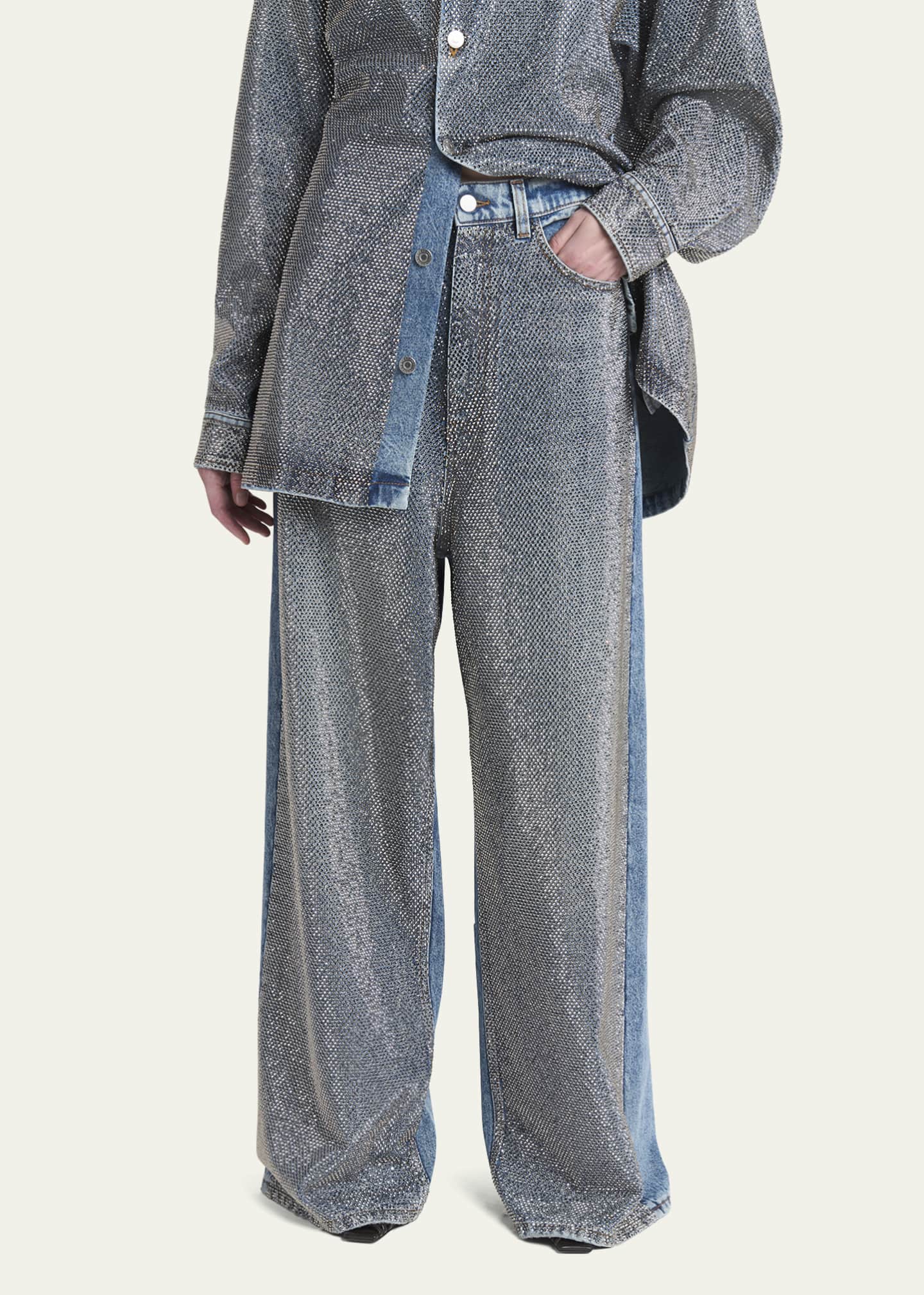 Stella McCartney Crystal Hotfix Wide Leg Jeans Image 4 of 5
