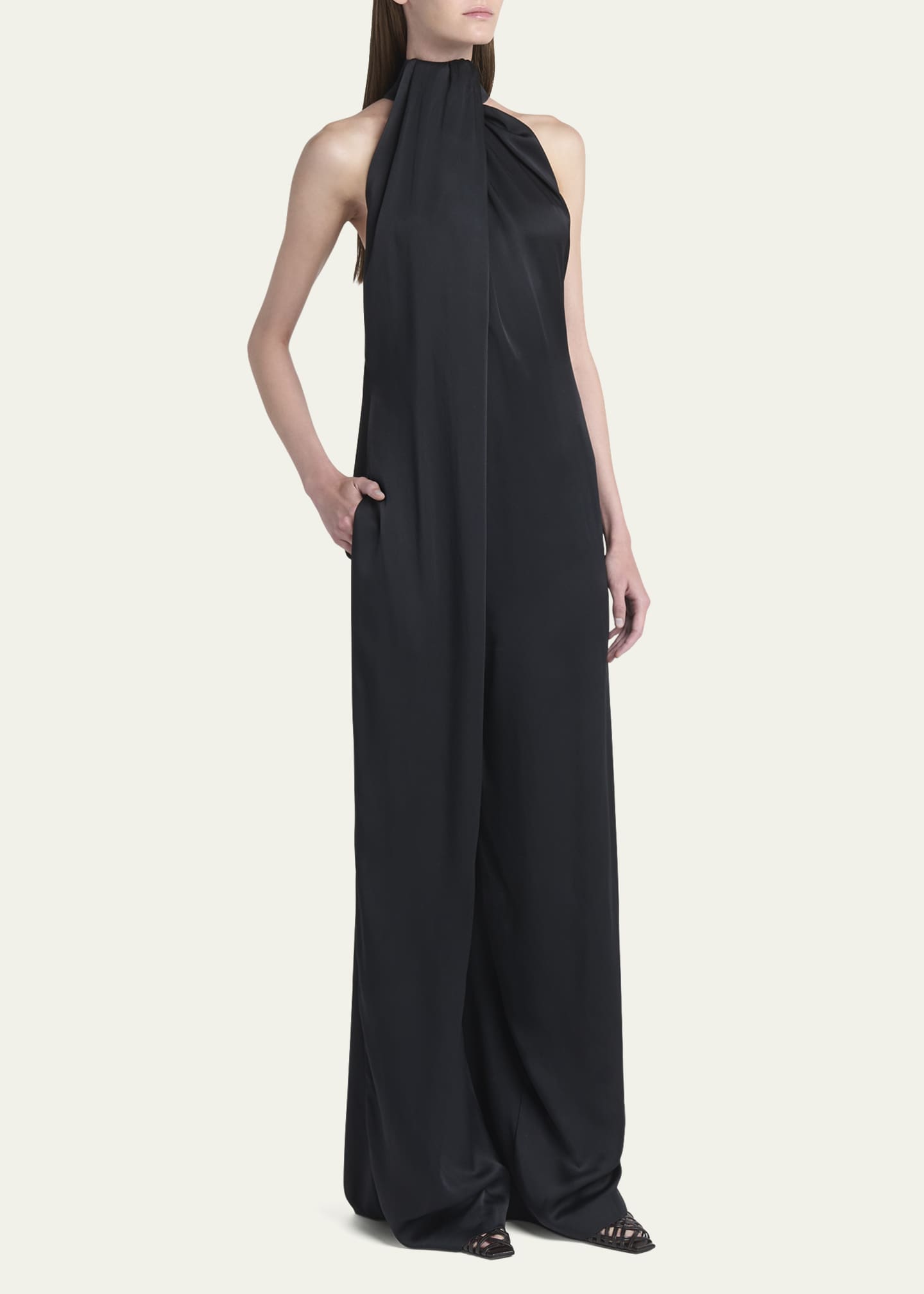 Stella McCartney Envers Draped Satin Halterneck Jumpsuit Image 4 of 5