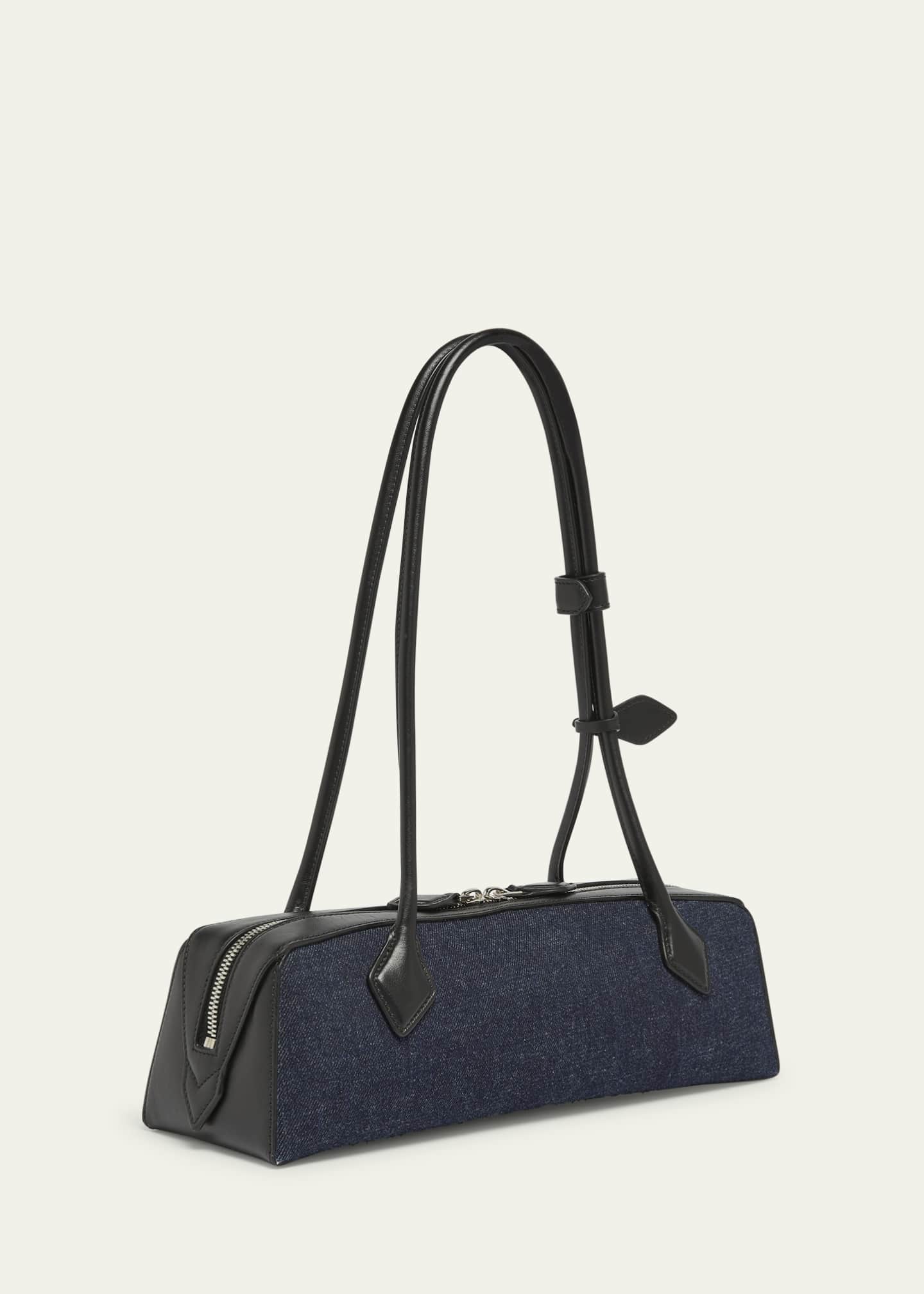ALAIA Le Teckel Medium Shoulder Bag in Denim Image 3 of 6