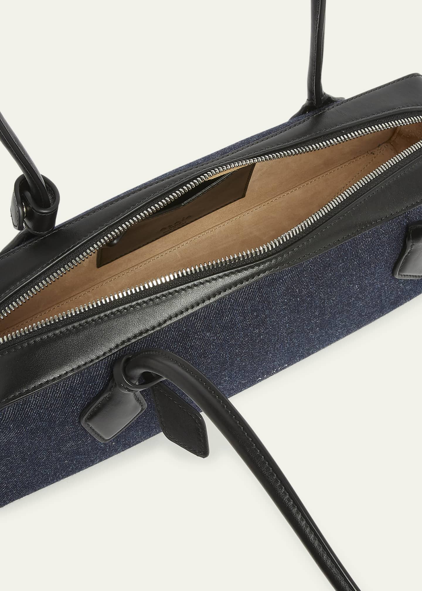 ALAIA Le Teckel Medium Shoulder Bag in Denim Image 4 of 6