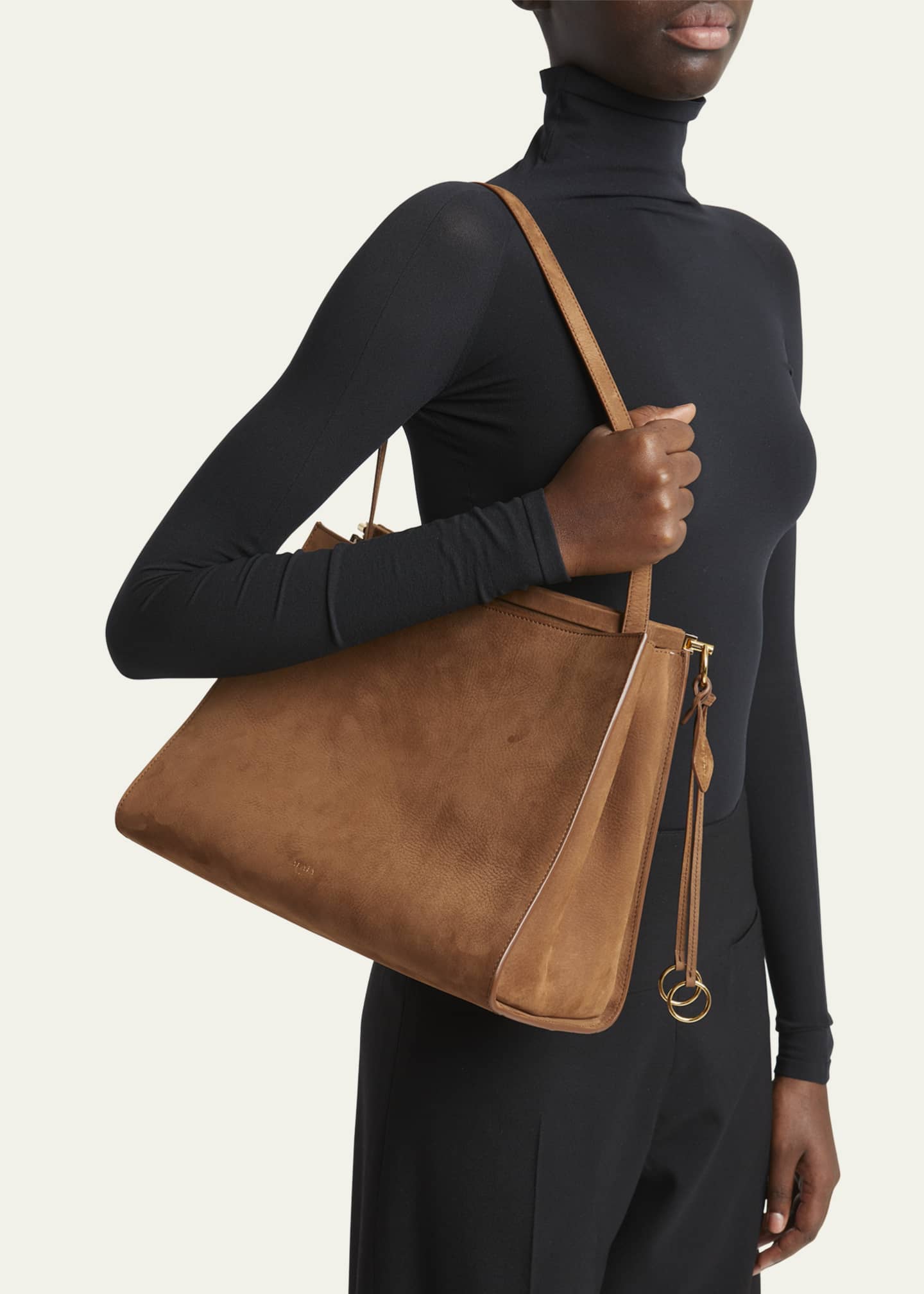 ALAIA Le Click Medium Square Tote Bag in Nubuck Leather Image 2 of 6