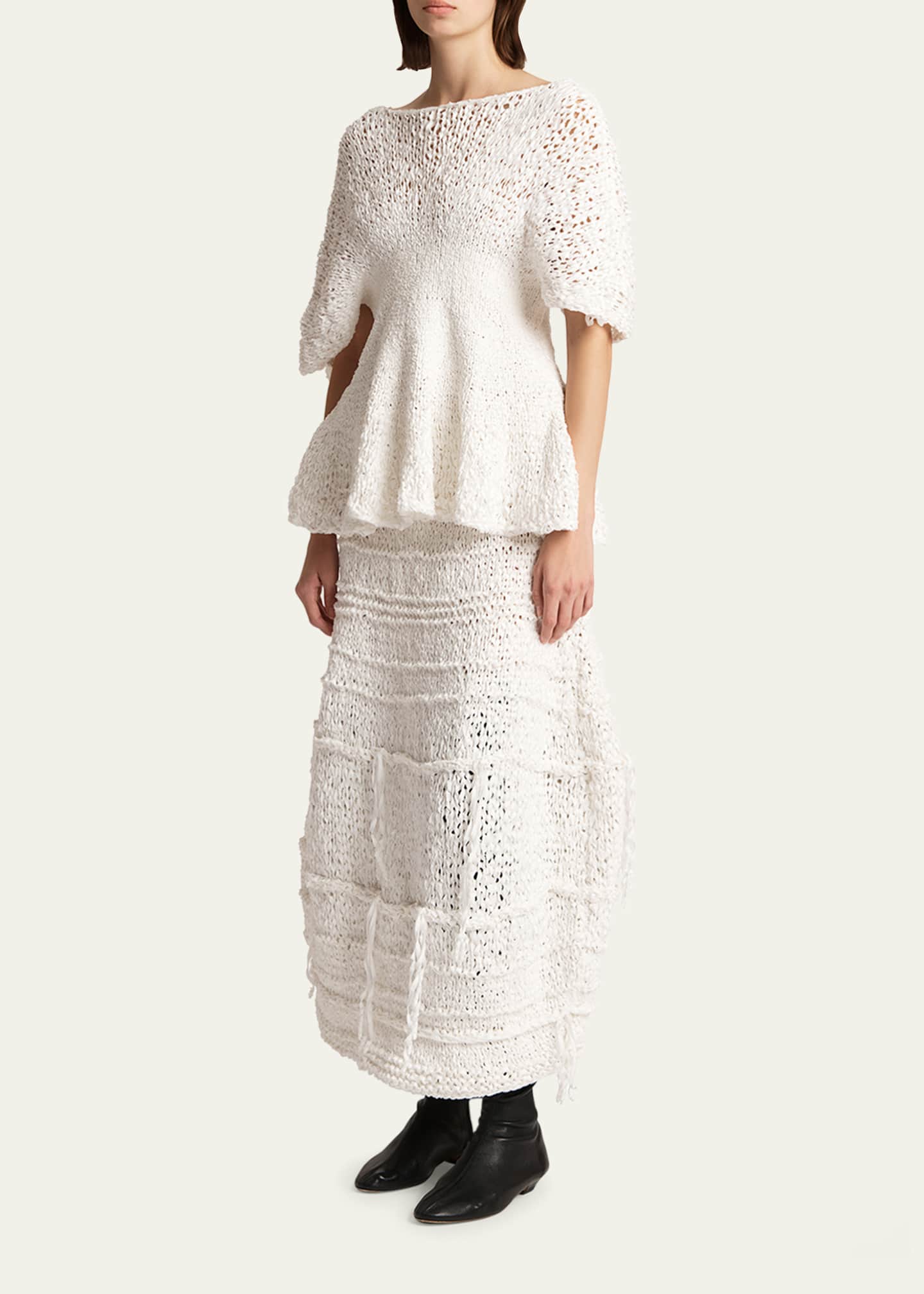 Khaite Mathilde Peplum Batwing Cotton Top Image 2 of 5