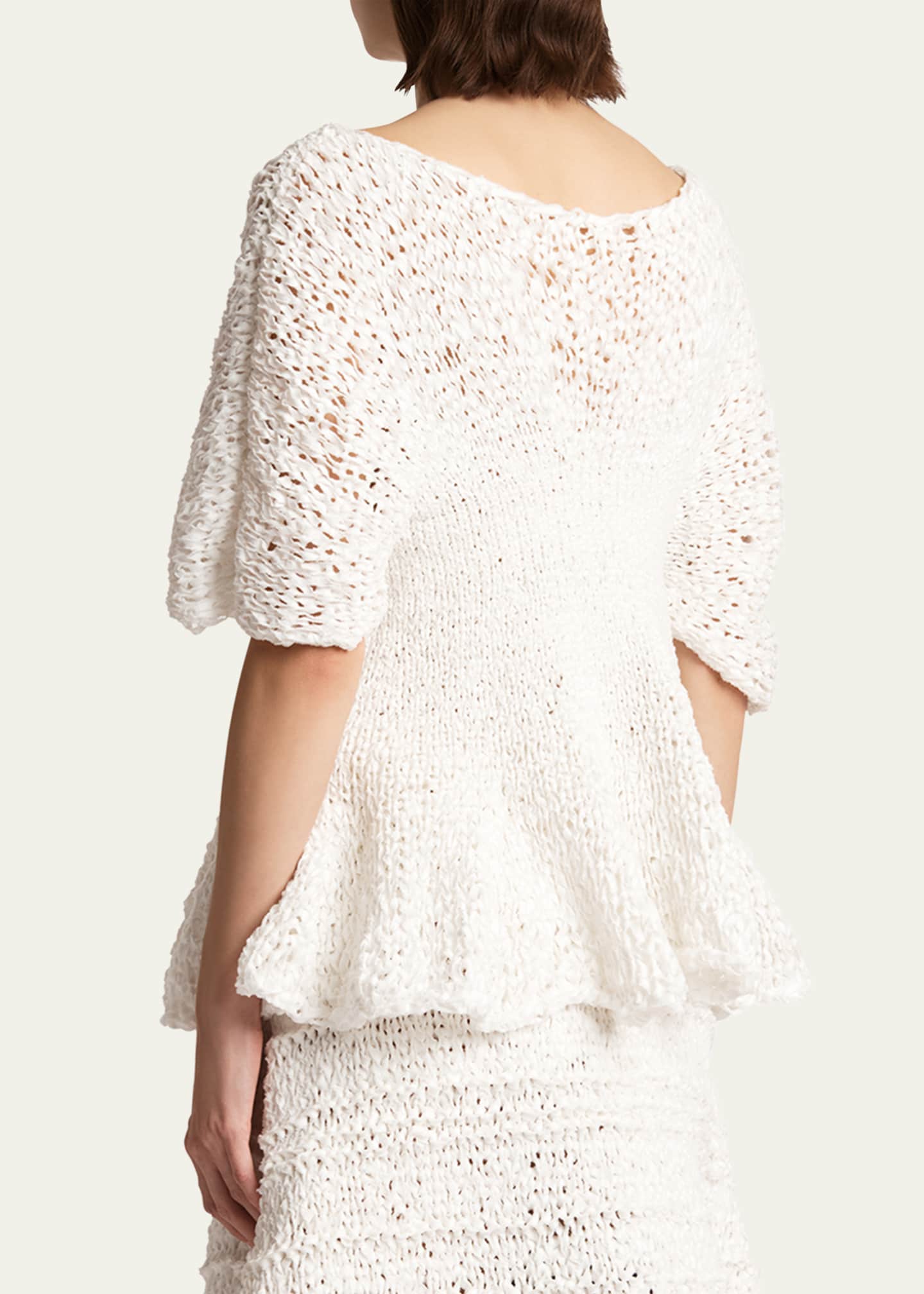 Khaite Mathilde Peplum Batwing Cotton Top Image 3 of 5