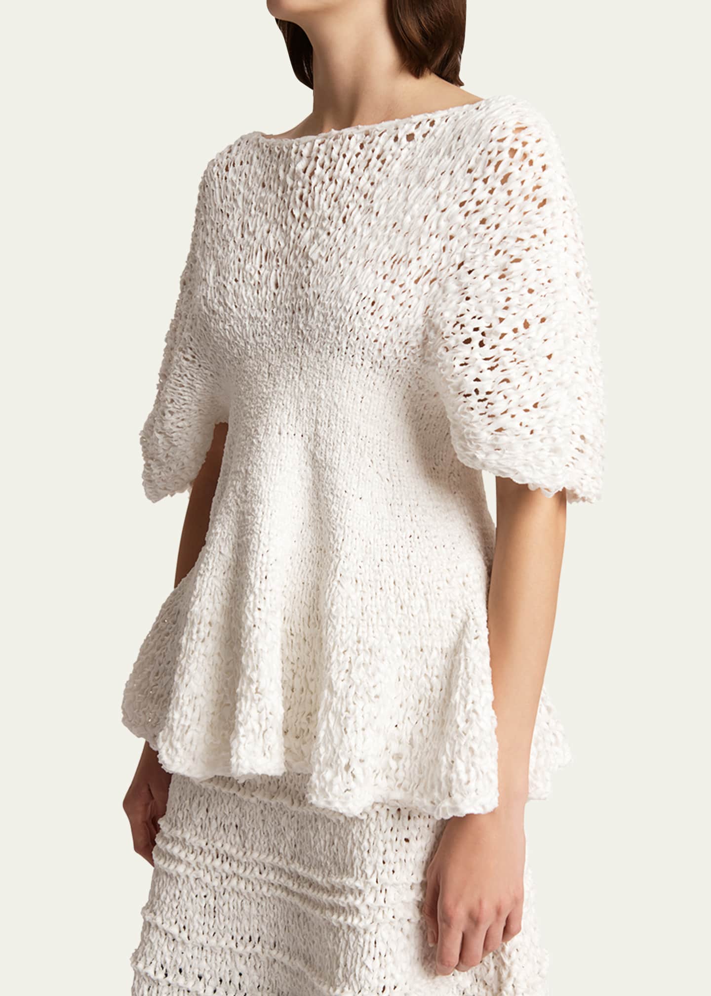 Khaite Mathilde Peplum Batwing Cotton Top Image 4 of 5