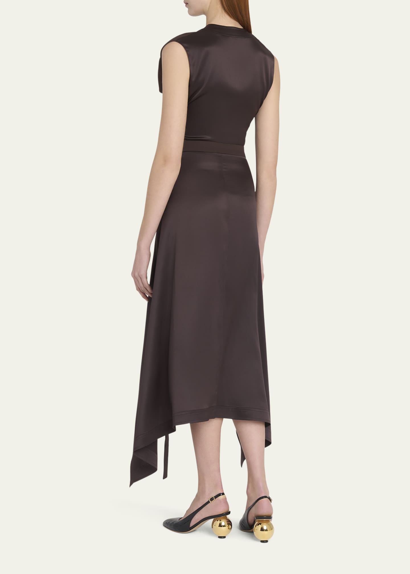 ワンピース SALVATORE FERRAGAMO Chocolate Cady Dress Ferragamo Handkerchief Hem Stretch Cady Dress - Bergdorf Goodman