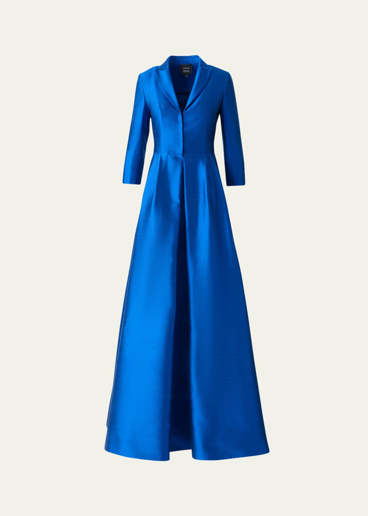 Akris Three-Quarter Sleeve Flared Long Silk Coat Dress Image 1 of 5