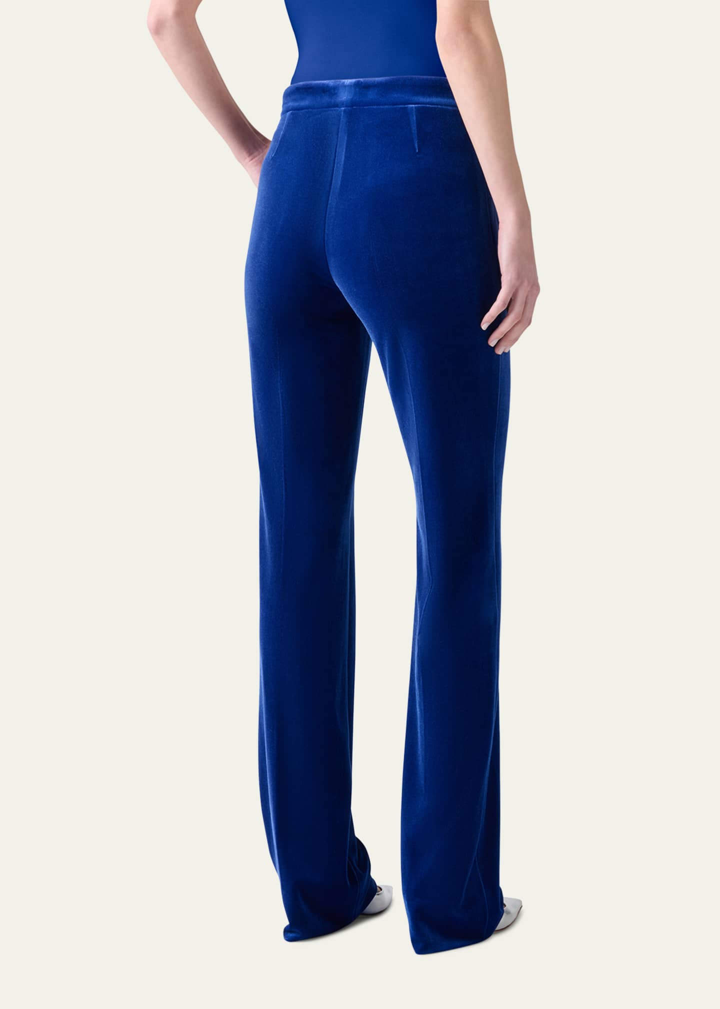 Akris Carl Stretch Velvet Straight Leg Pants Image 3 of 5