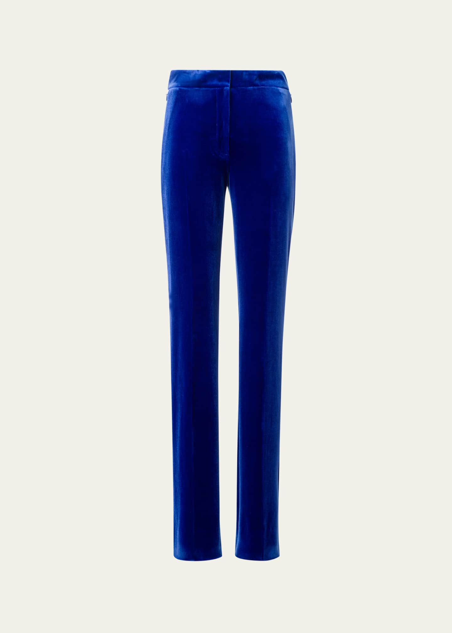 Akris Carl Stretch Velvet Straight Leg Pants Image 1 of 5