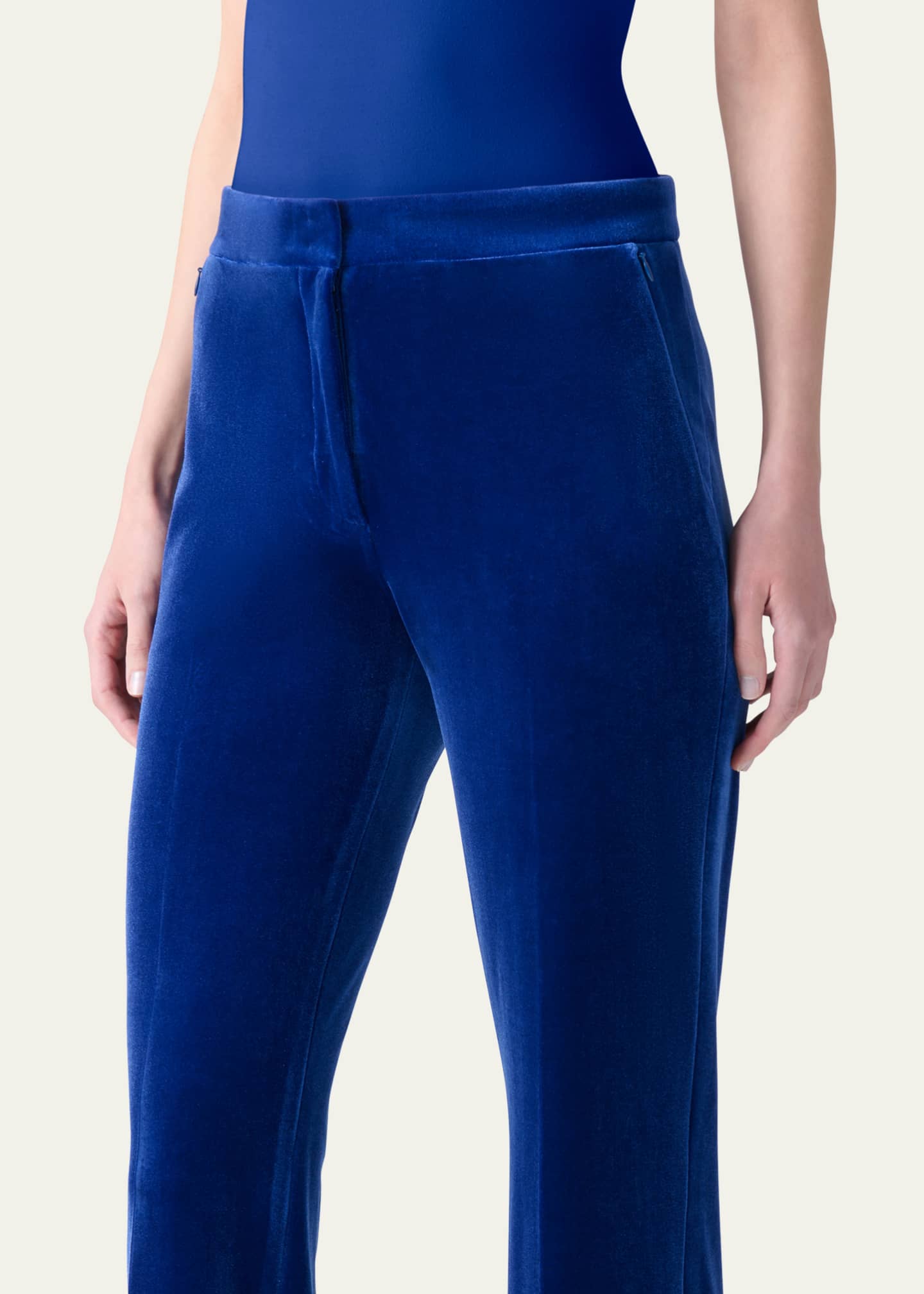 Akris Carl Stretch Velvet Straight Leg Pants Image 5 of 5