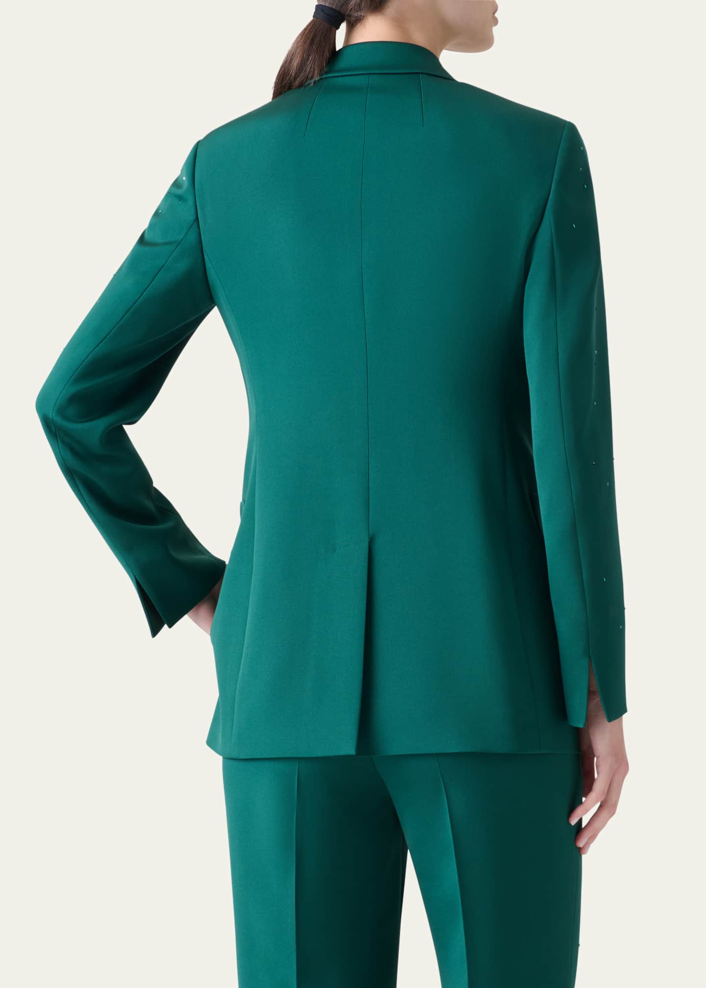 Akris Nadine Swarovski Stars Double-Breasted Silk Crepe Jacket Image 3 of 5