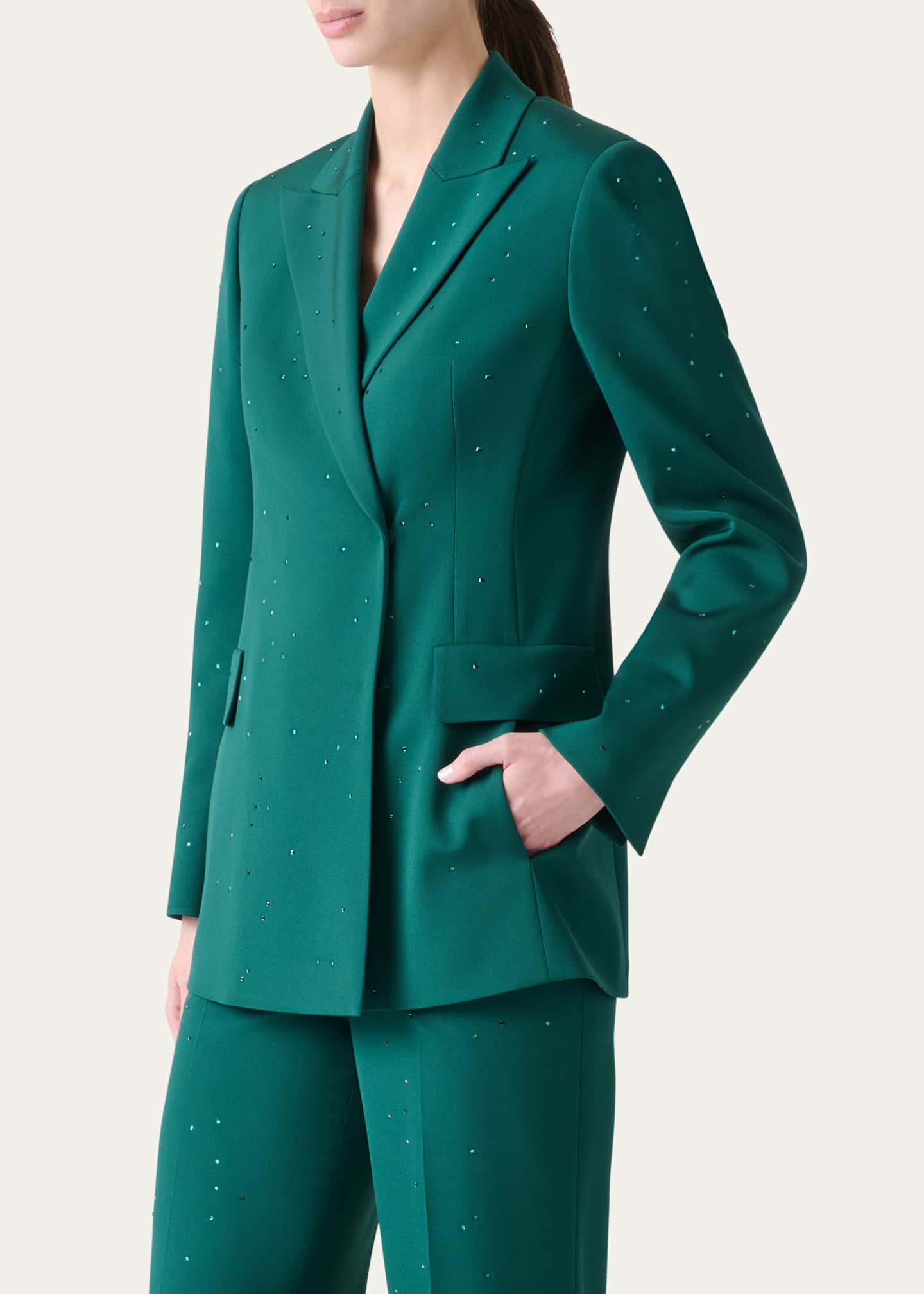 Akris Nadine Swarovski Stars Double-Breasted Silk Crepe Jacket Image 4 of 5