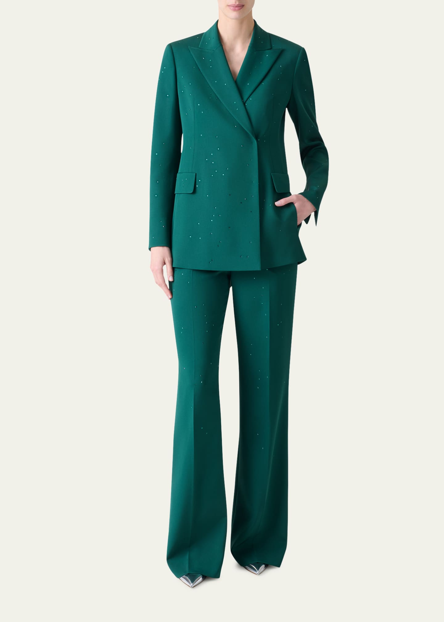 Akris Florine Swarovski Stars Silk Crepe Pants Image 2 of 5