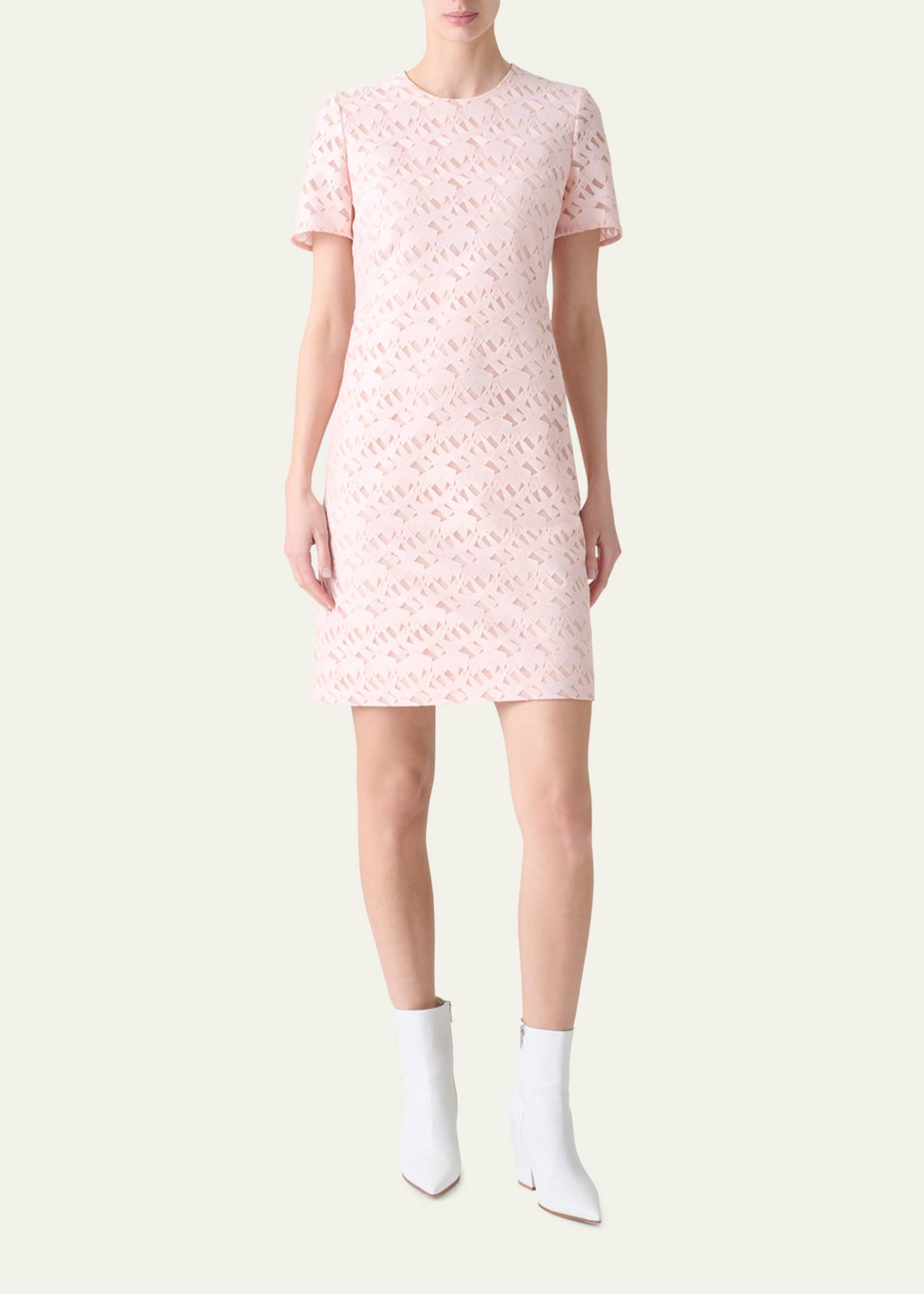 Akris Tulle Techno Geometric Short Dress Image 2 of 5