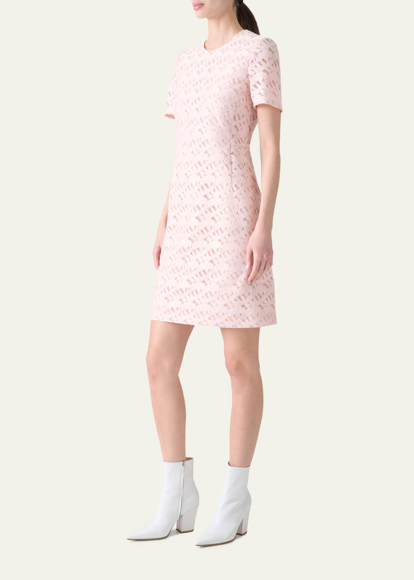 Akris Tulle Techno Geometric Short Dress Image 4 of 5