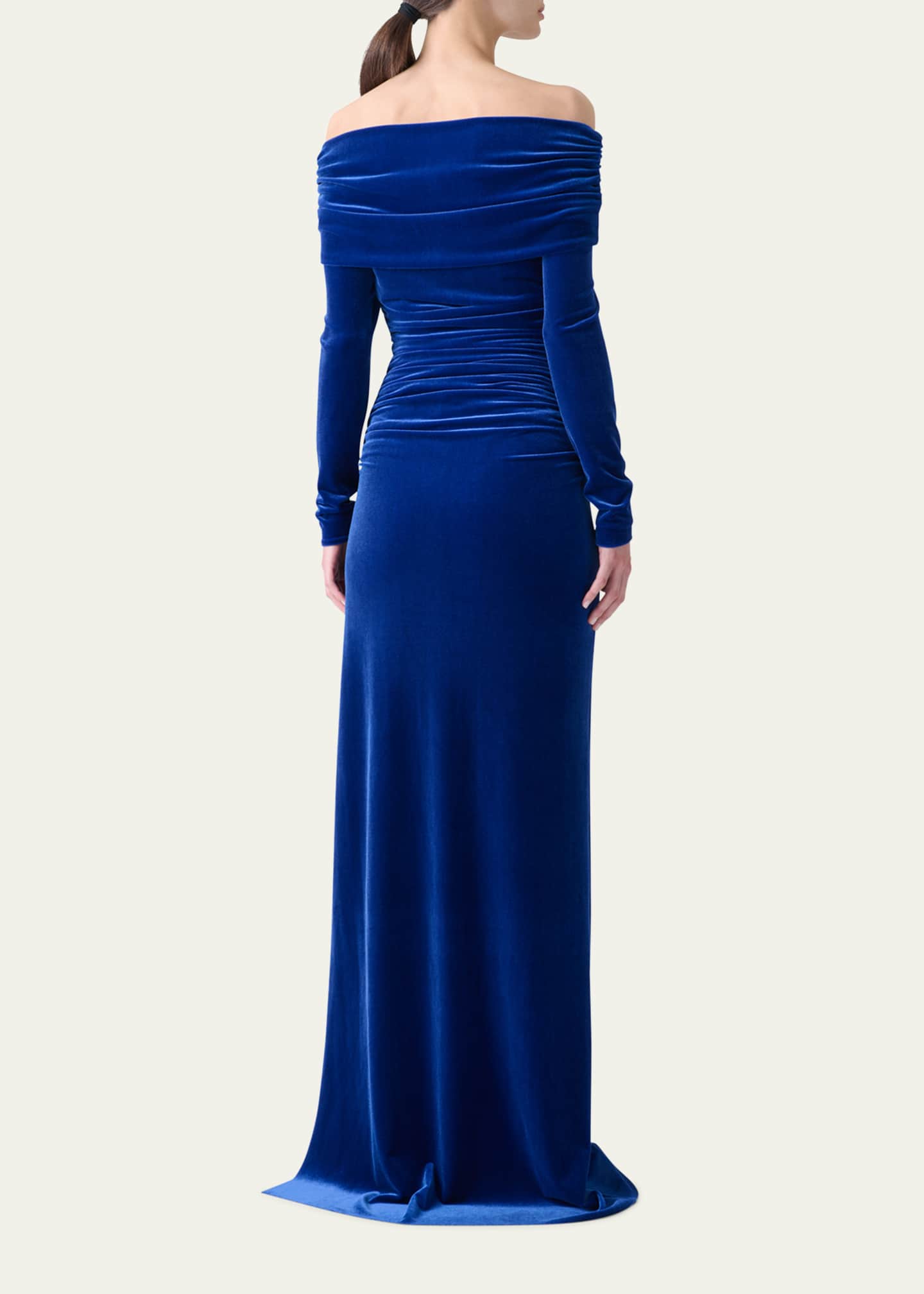 Akris Velvet Off-the-Shoulder Draped Gown Image 3 of 5