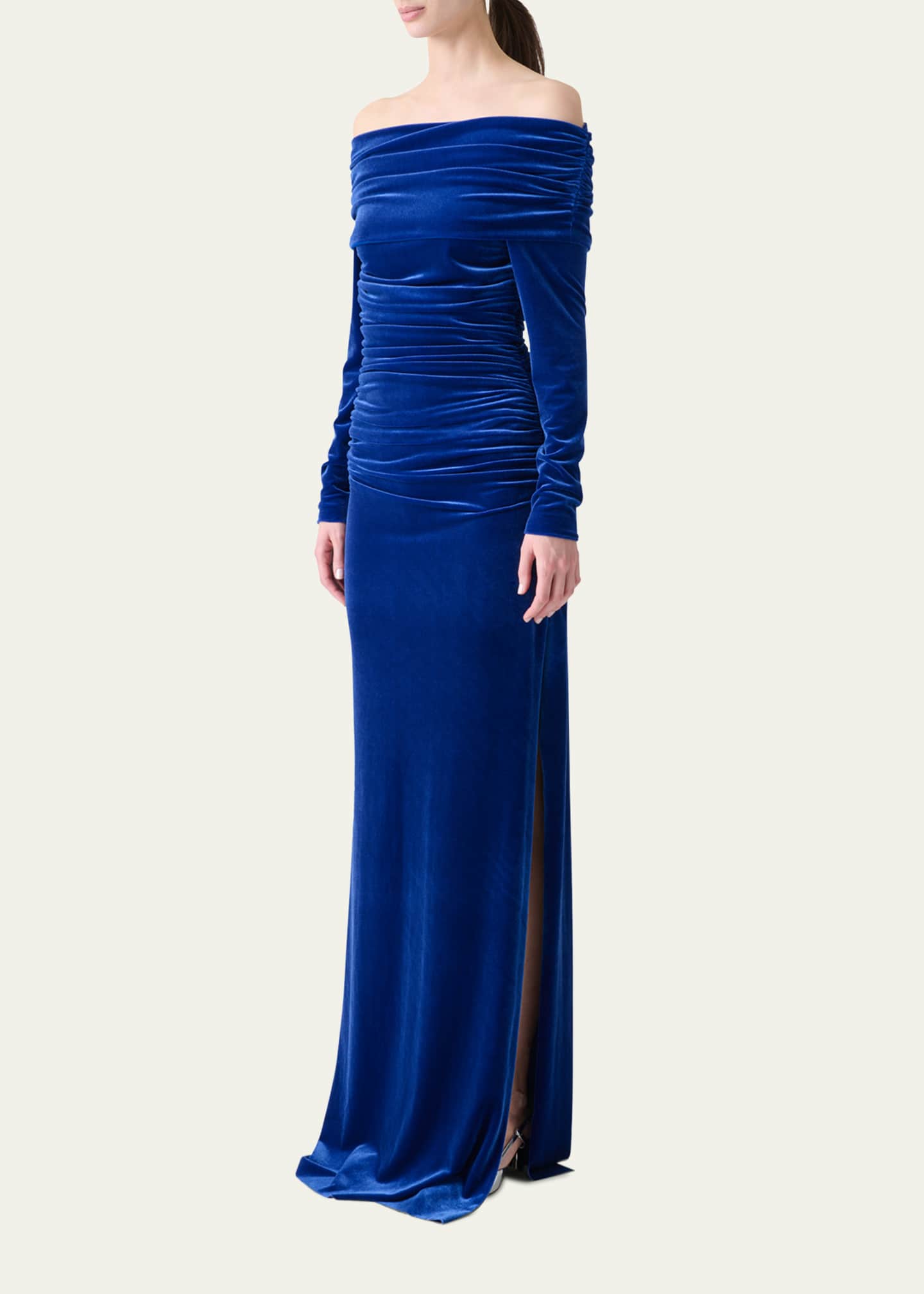 Akris Velvet Off-the-Shoulder Draped Gown Image 4 of 5