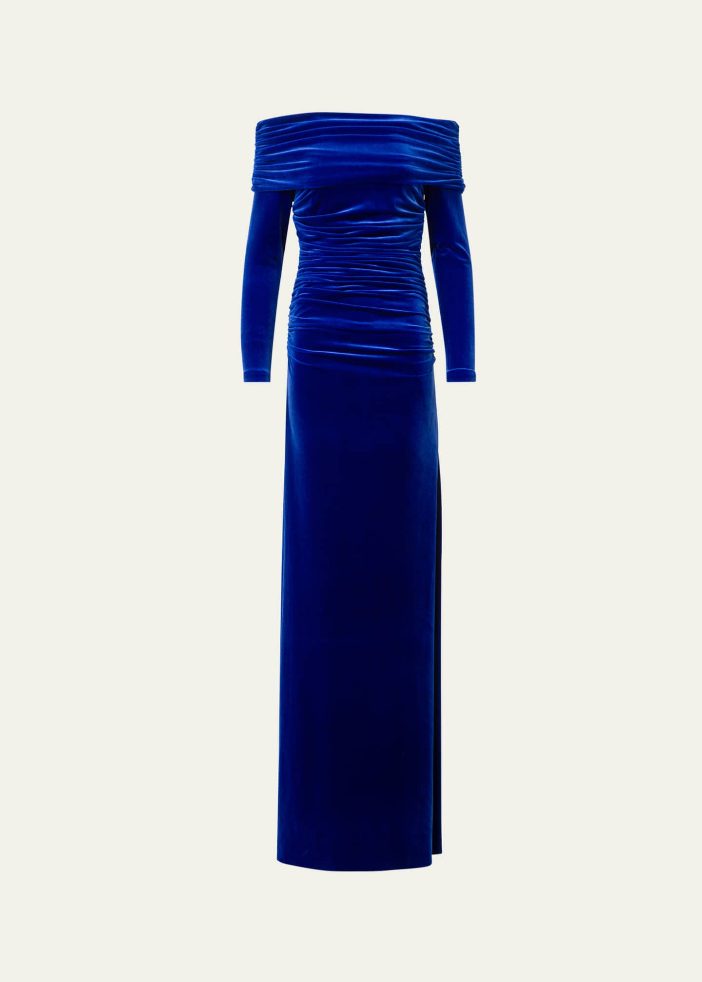 Akris Velvet Off-the-Shoulder Draped Gown Image 1 of 5