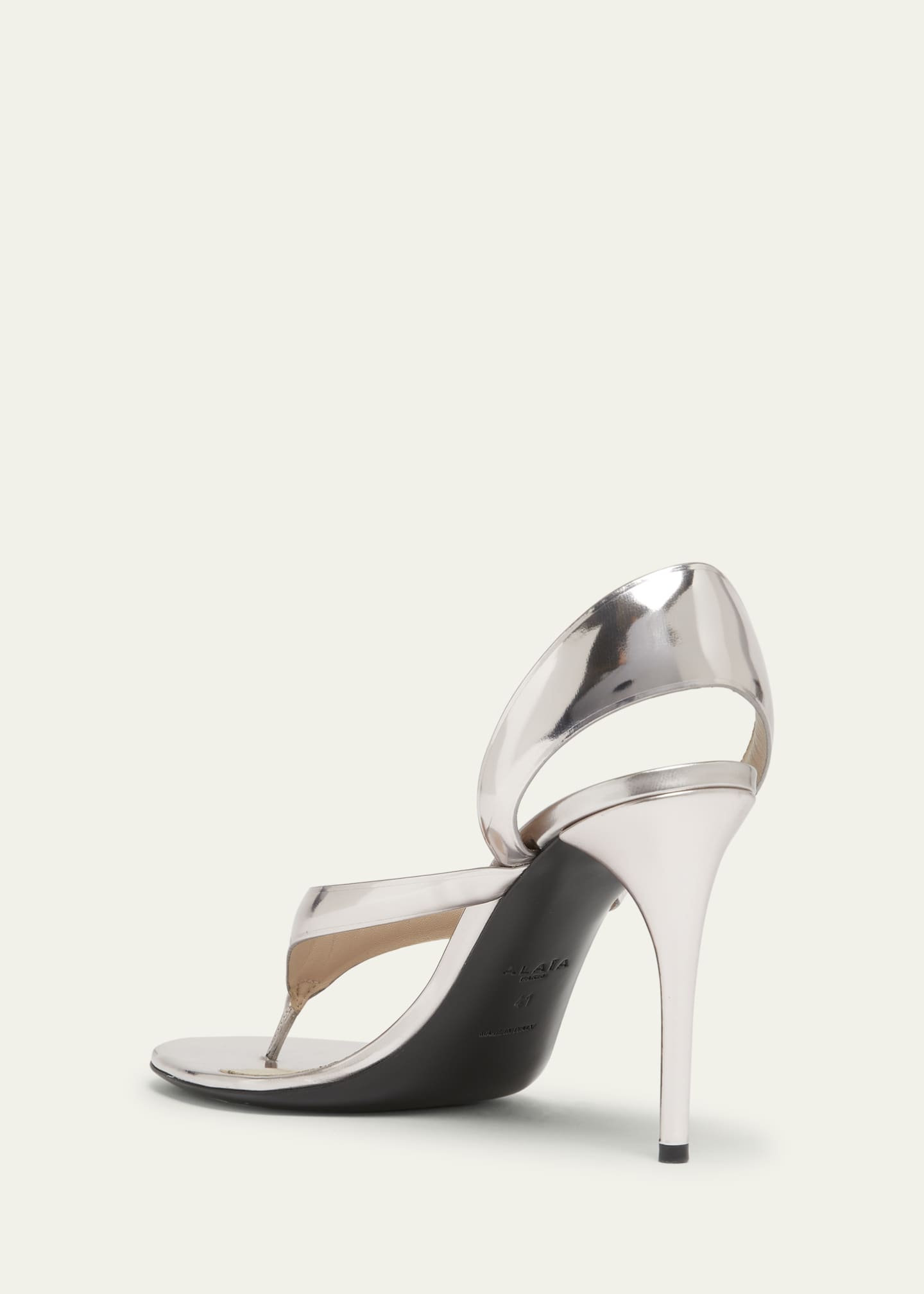 ALAIA Tong Metallic Leather Sandals Image 4 of 6