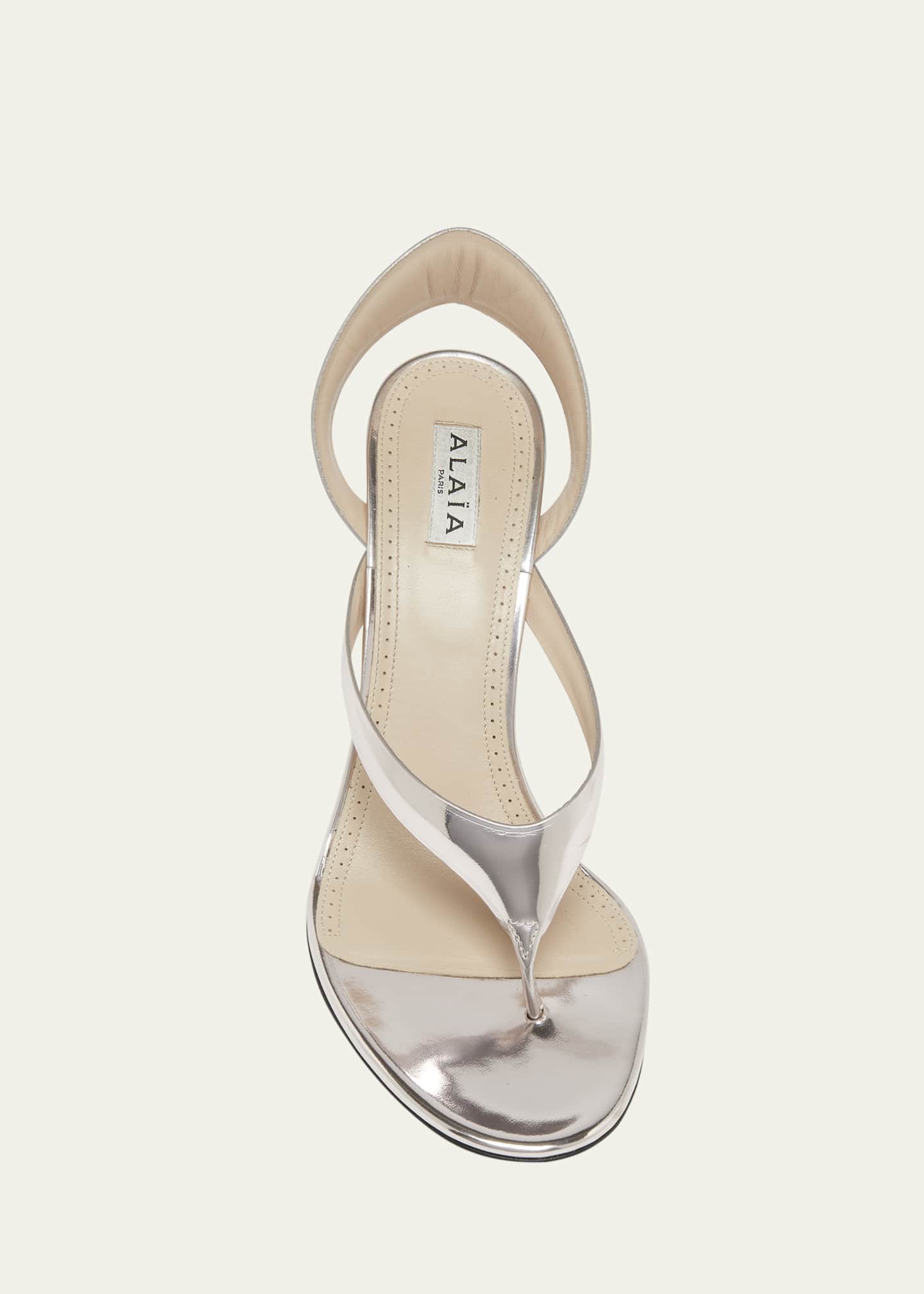 ALAIA Tong Metallic Leather Sandals Image 6 of 6