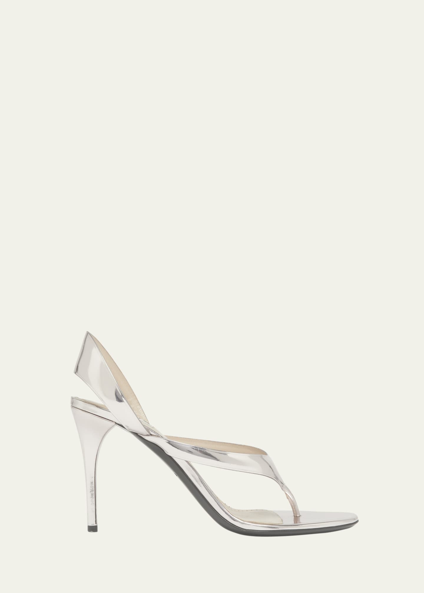 ALAIA Tong Metallic Leather Sandals Image 1 of 6