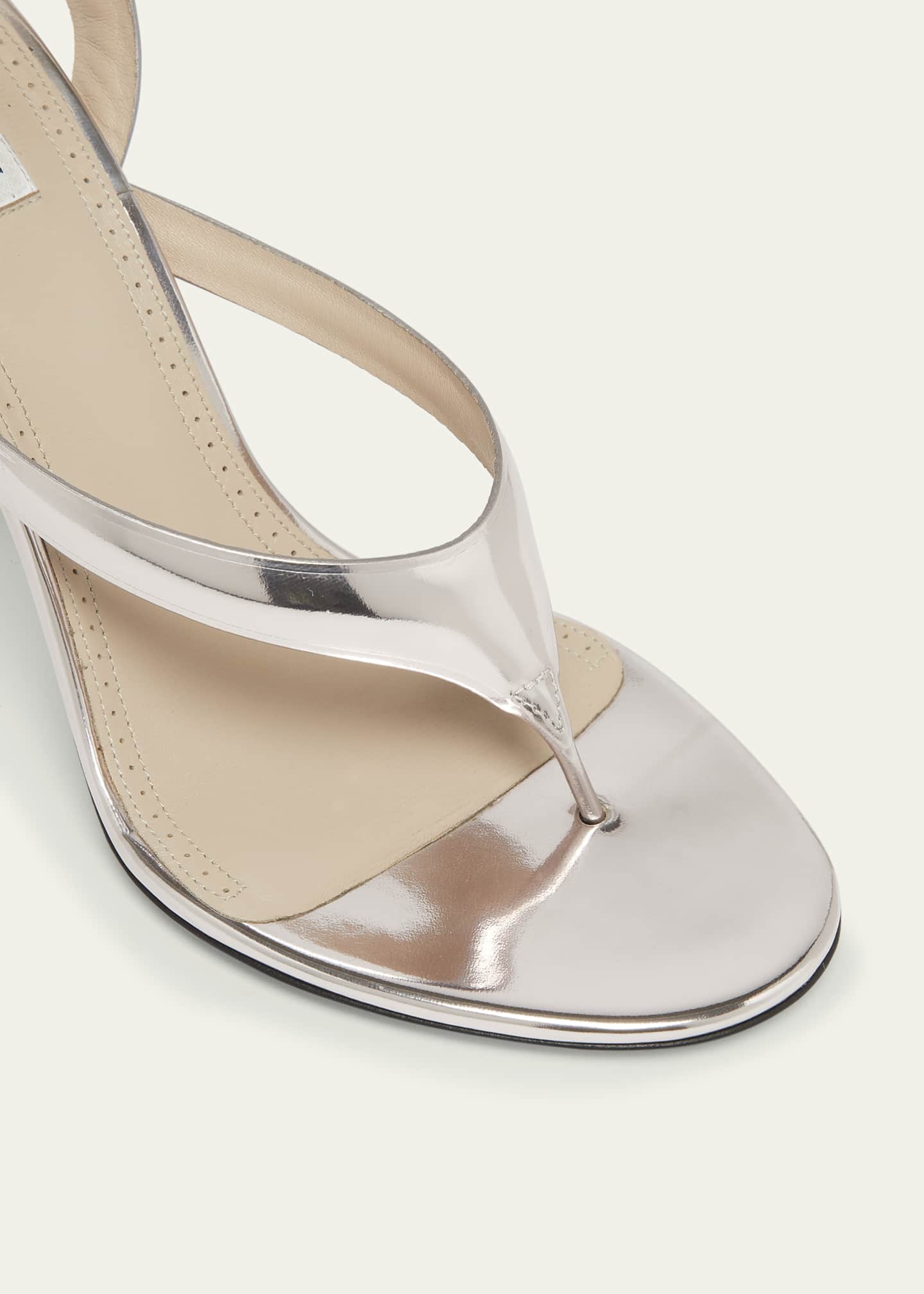 ALAIA Tong Metallic Leather Sandals Image 5 of 6