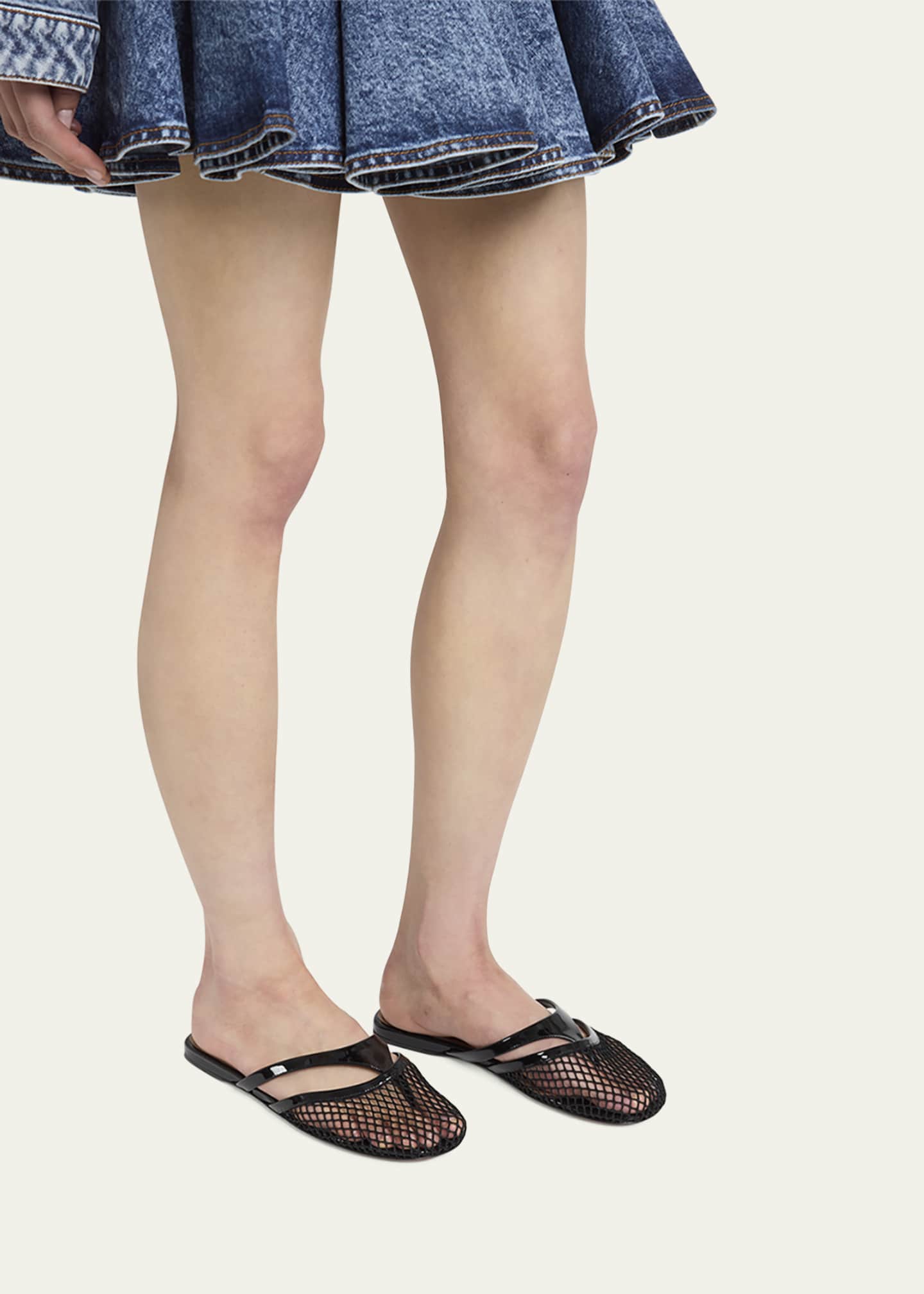 ALAIA Net Leather Thong Mules Image 2 of 6