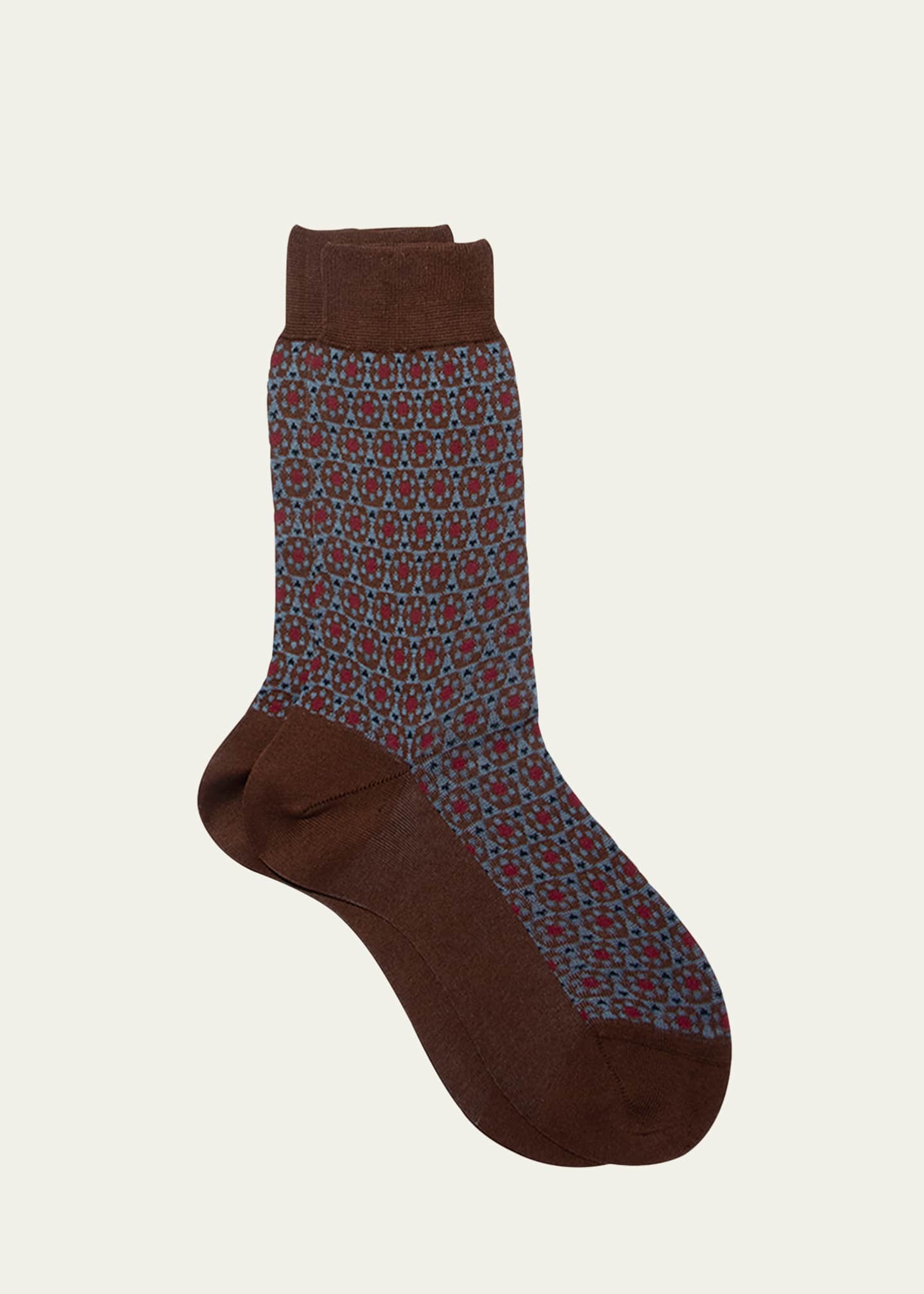 Maria La Rosa Geometric Intarsia Cotton Crew Socks