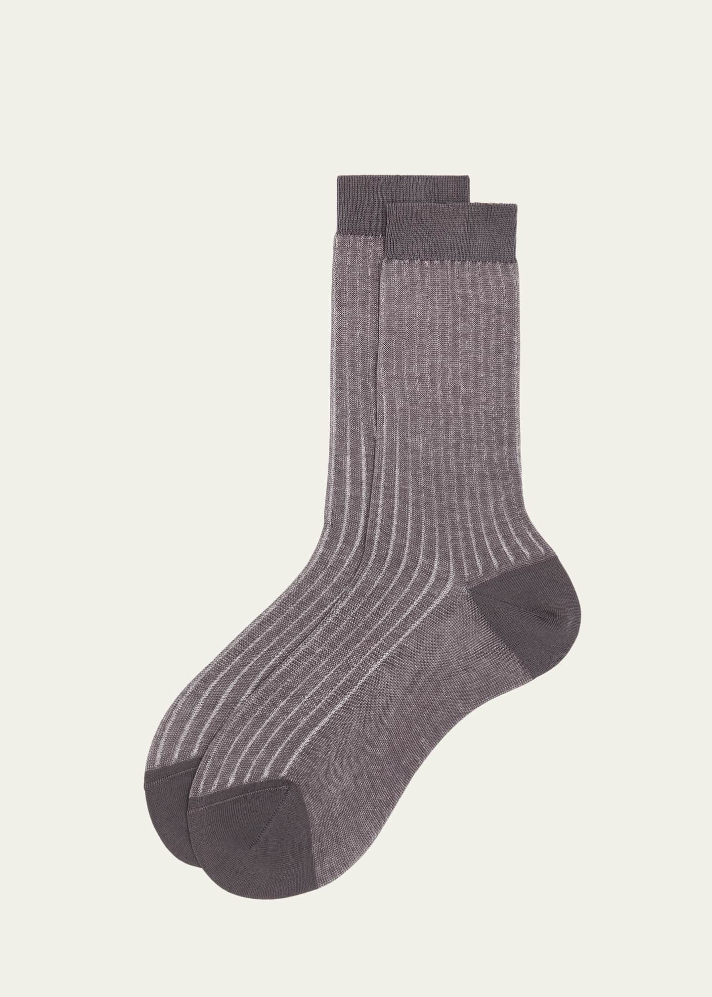 Maria La Rosa Colorblock Rib Knit Cotton Mid-Calf Socks Image 1 of 2