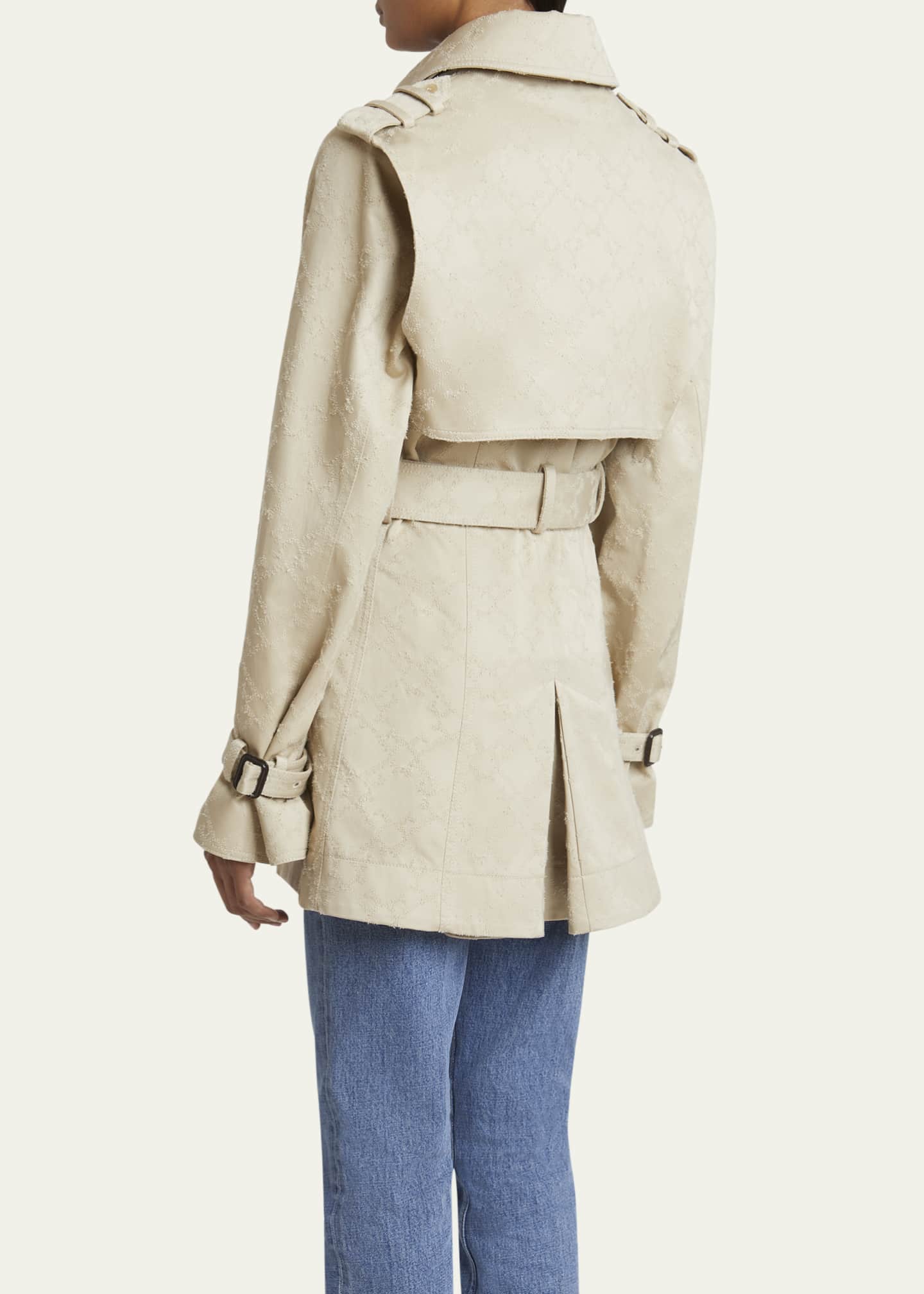 Givenchy Distressed Monogram Belted Cutaway Trench Jacket Image 3 of 5