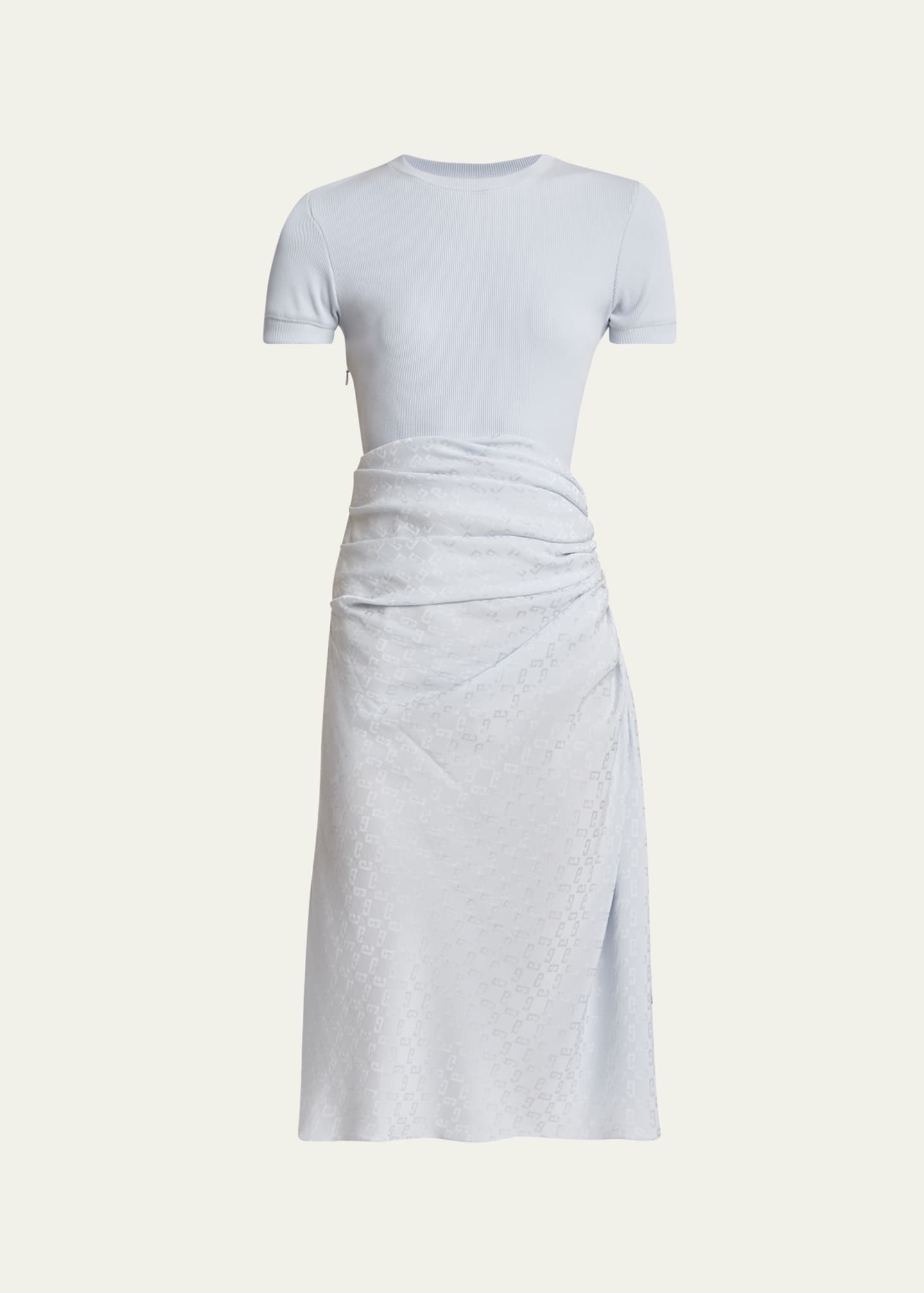 Givenchy Ruched Monogram Draped Silk Midi Dress Image 1 of 5